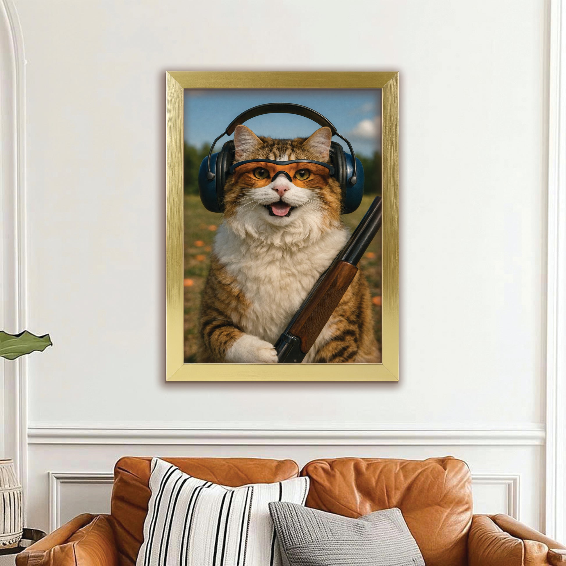 Custom Photo Lacrosse Cat Canvas Framed Wall Art  Gift For Cat Lovers