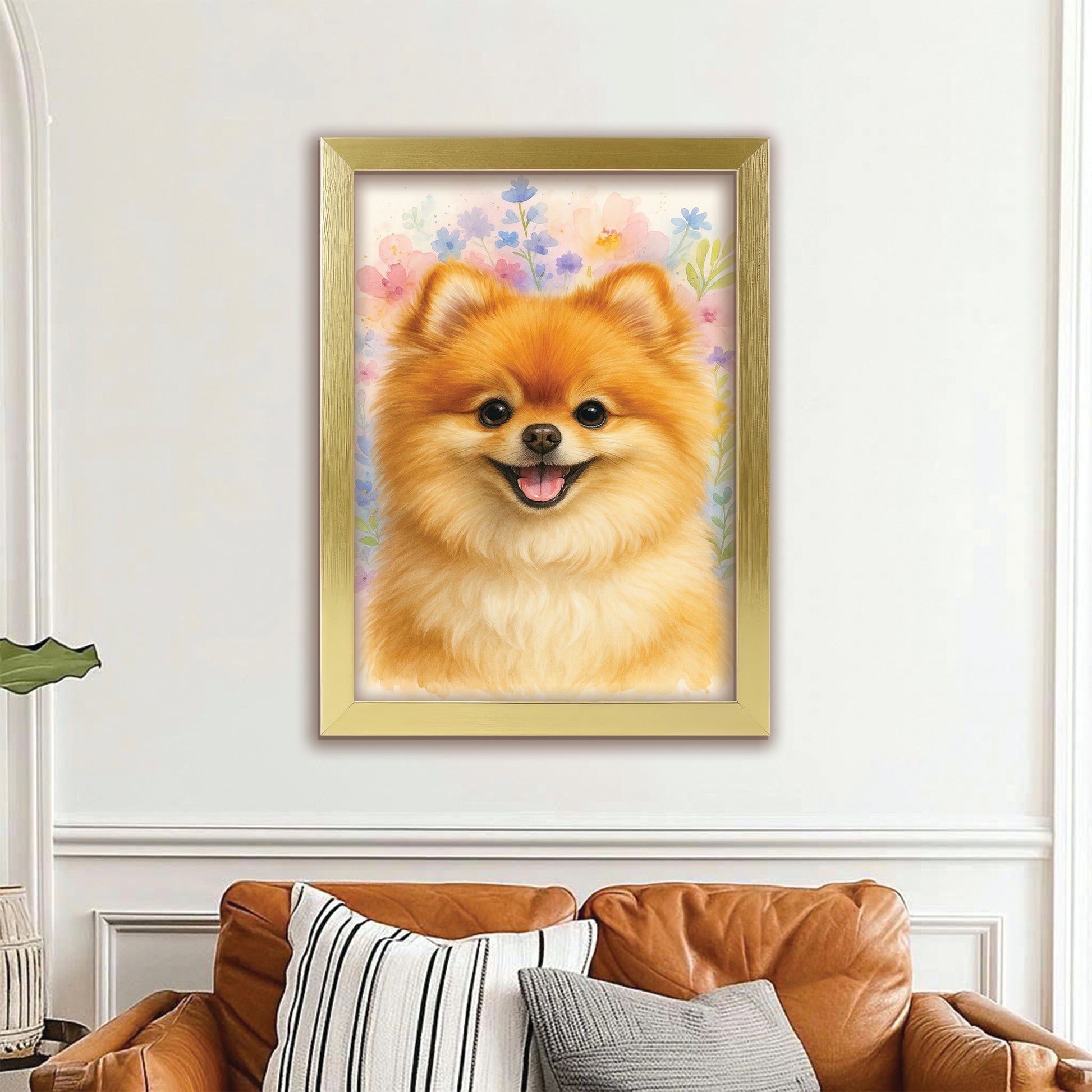 Custom Photo Dog Floral Watercolor Art