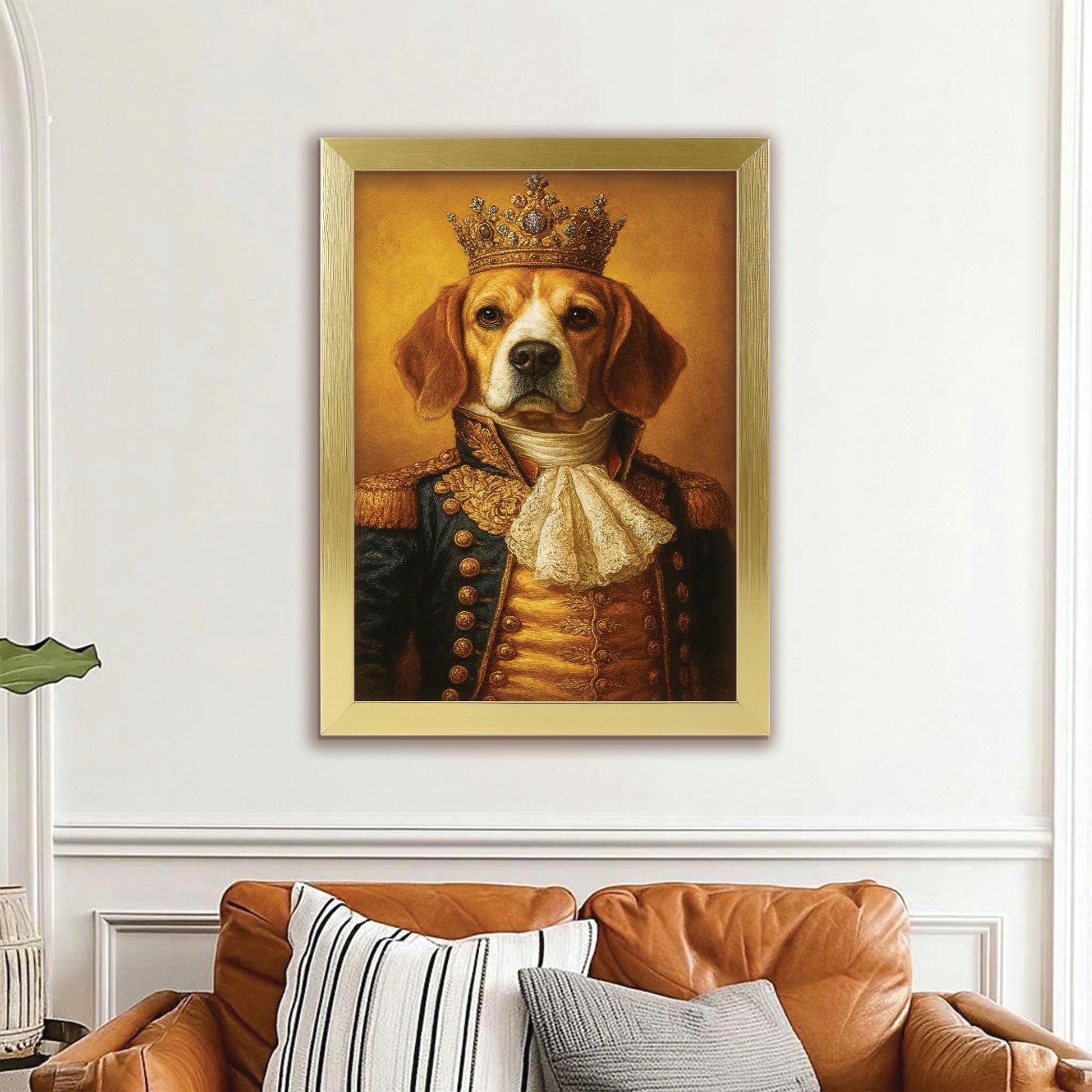Custom Photo Dog King Royal Canvas Framed Wall Art Gift For Dog Lovers
