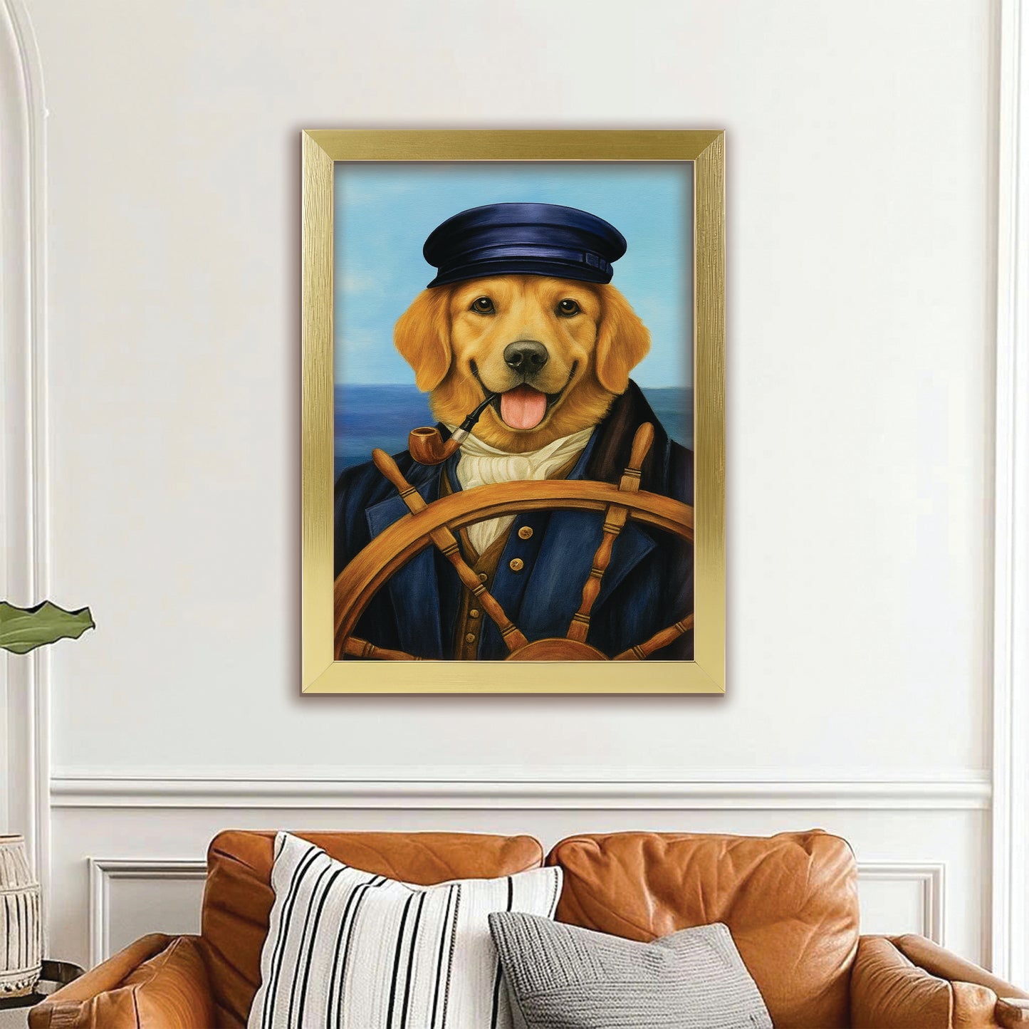 Custom Photo Sailor Dog Canvas Framed Wall Art Gift For Dog Lovers