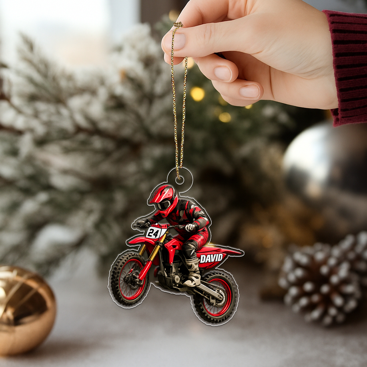 Personalized Motorbike Racing Boy Xmas Acrylic Ornament Christmas Gift