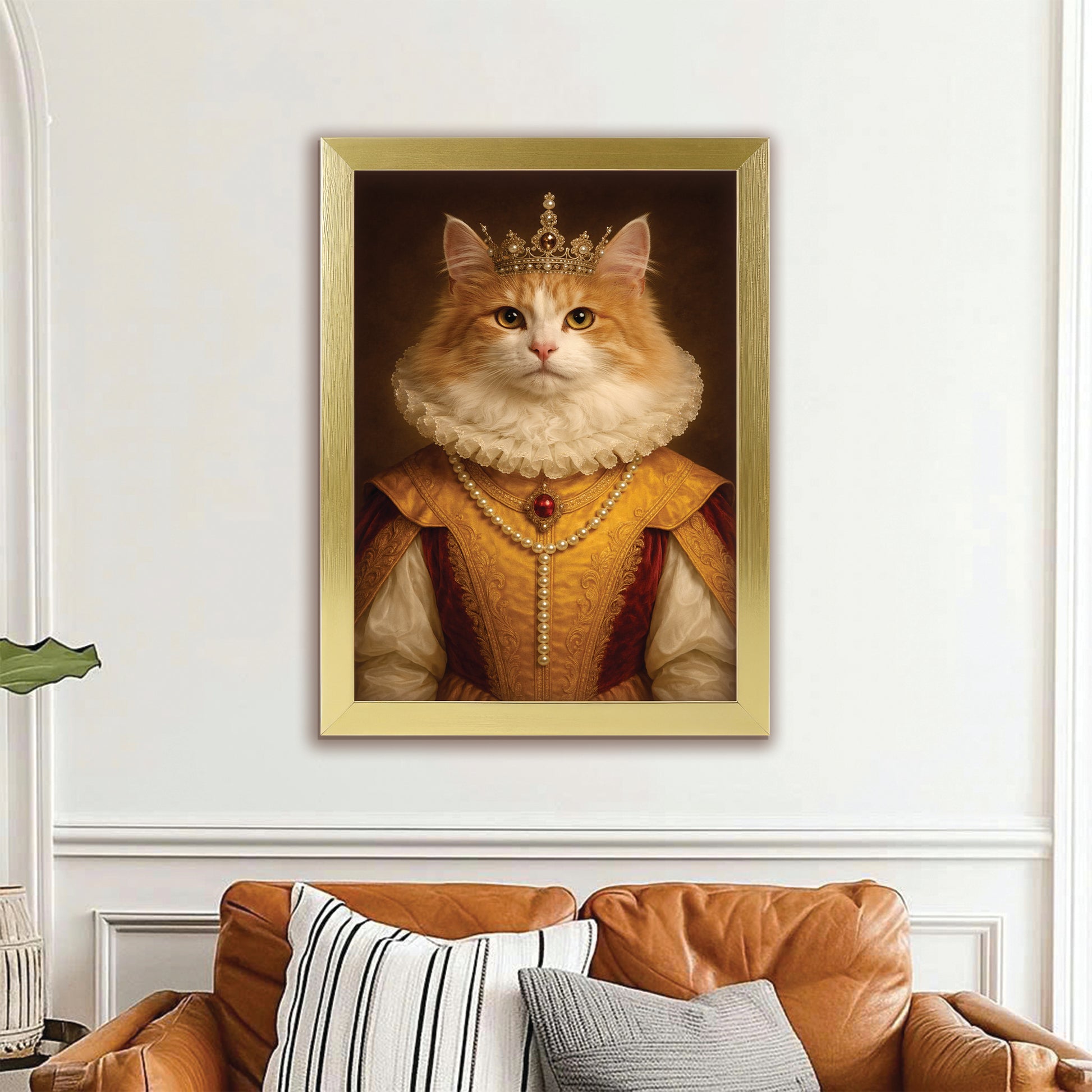 Custom Photo Cat Queen Royal Canvas Framed Wall Art Gift For Cat Lovers