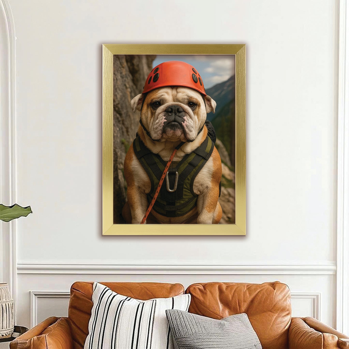 Custom Photo Rock Climber Dog Canvas Framed Wall Art Gift For Dog Lover