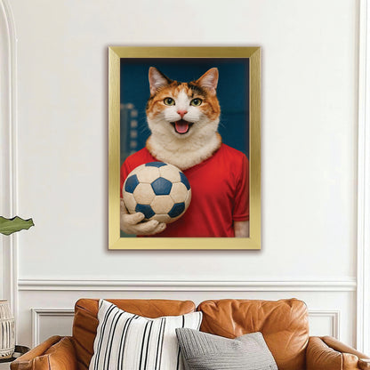 Custom Photo Handball Cat Canvas Framed Wall Art 