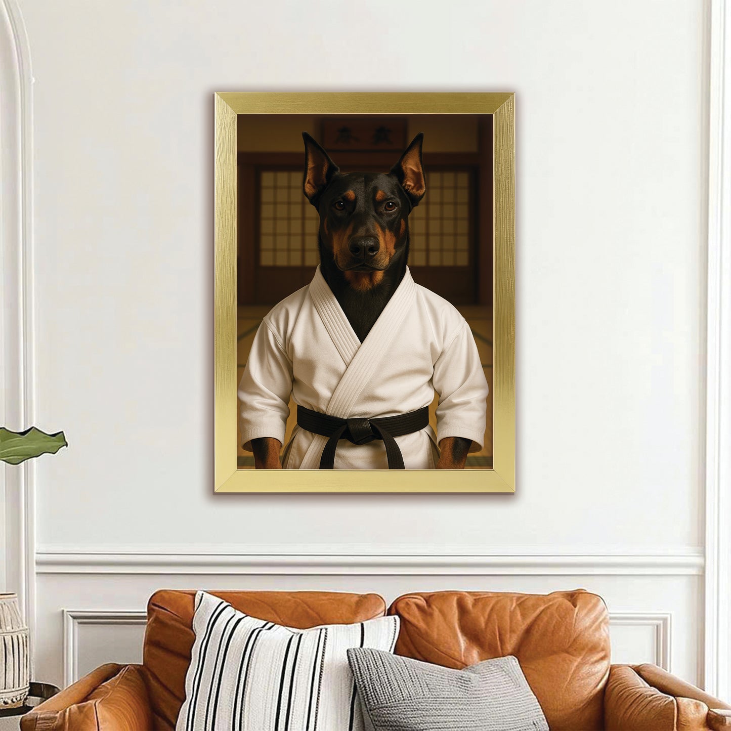 Custom Photo Karate Dog Canvas Framed Wall Art Gift For Dog Lovers