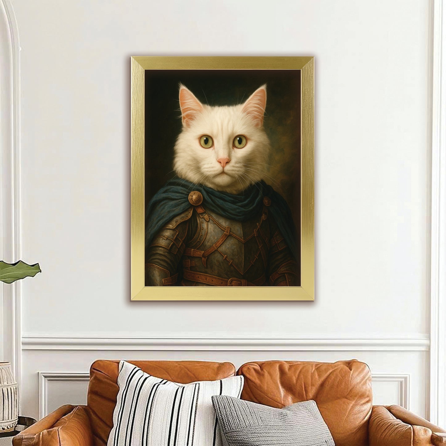 Custom Cat Photo Viking Canvas Framed Wall Art _ Gift For Cat Lovers