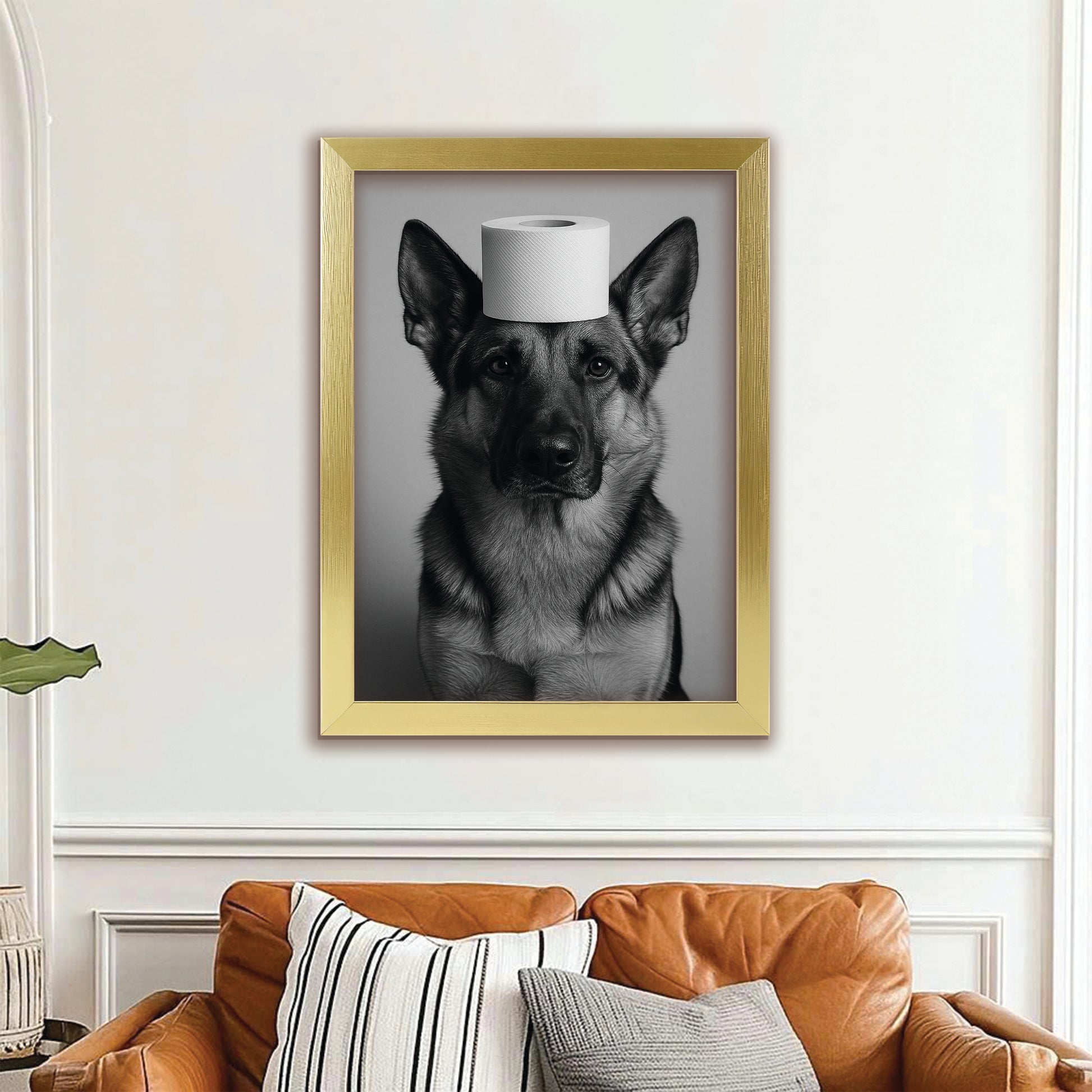 Custom Photo Dog Bathroom Style 11 Canvas Framed Wall Art Gift For Dog Lovers