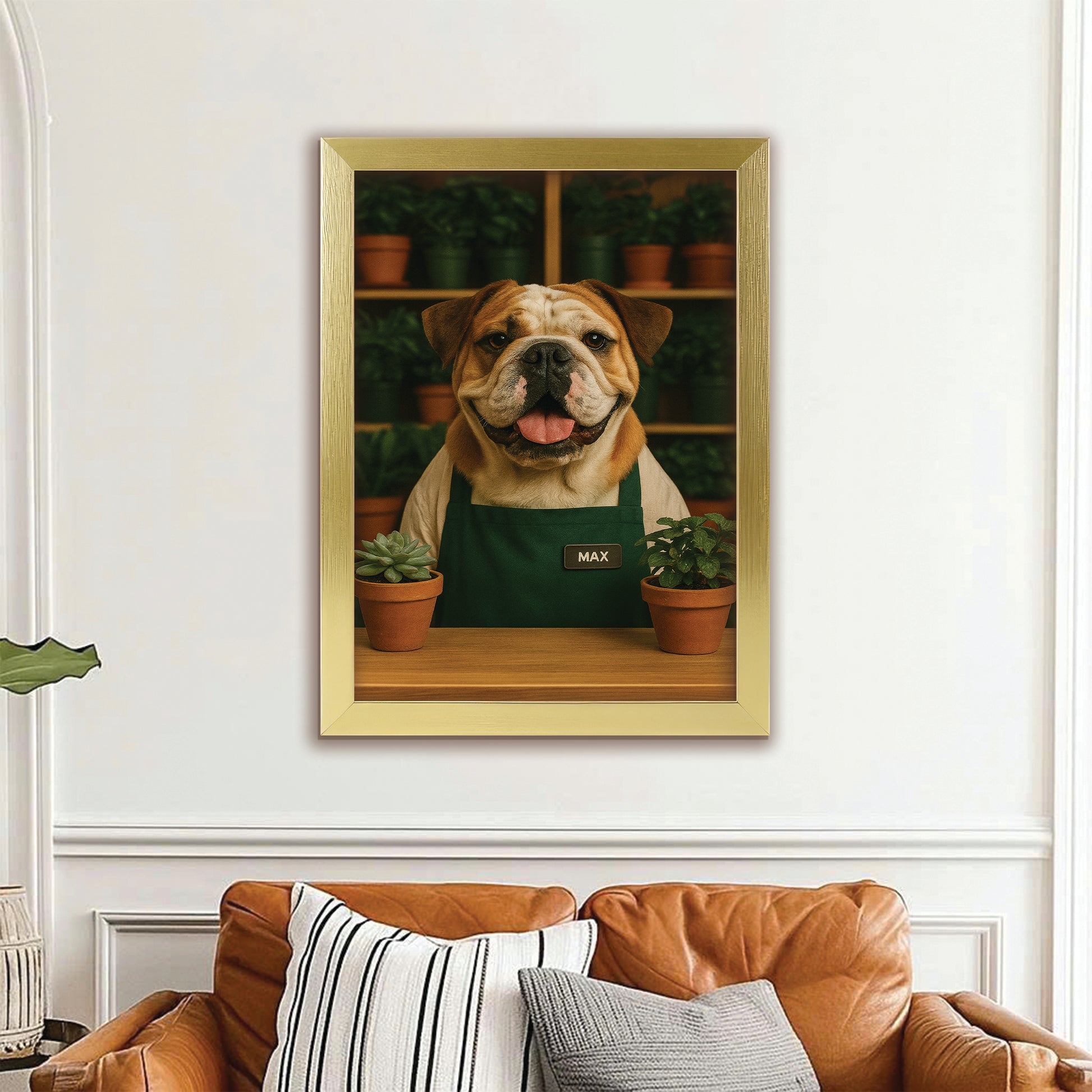 Custom Photo Gardener Dog Canvas Framed Wall Art Gift For Dog Lovers