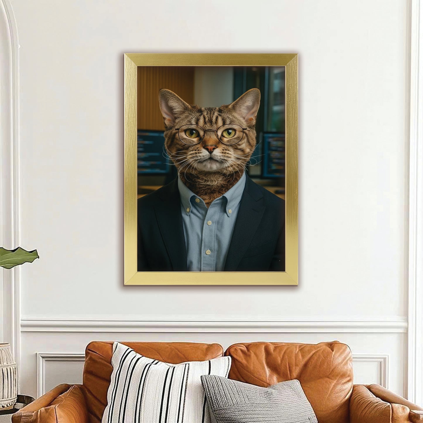 Custom Photo Software Developer Cat Canvas Framed Wall Art Gift For Cat Lovers