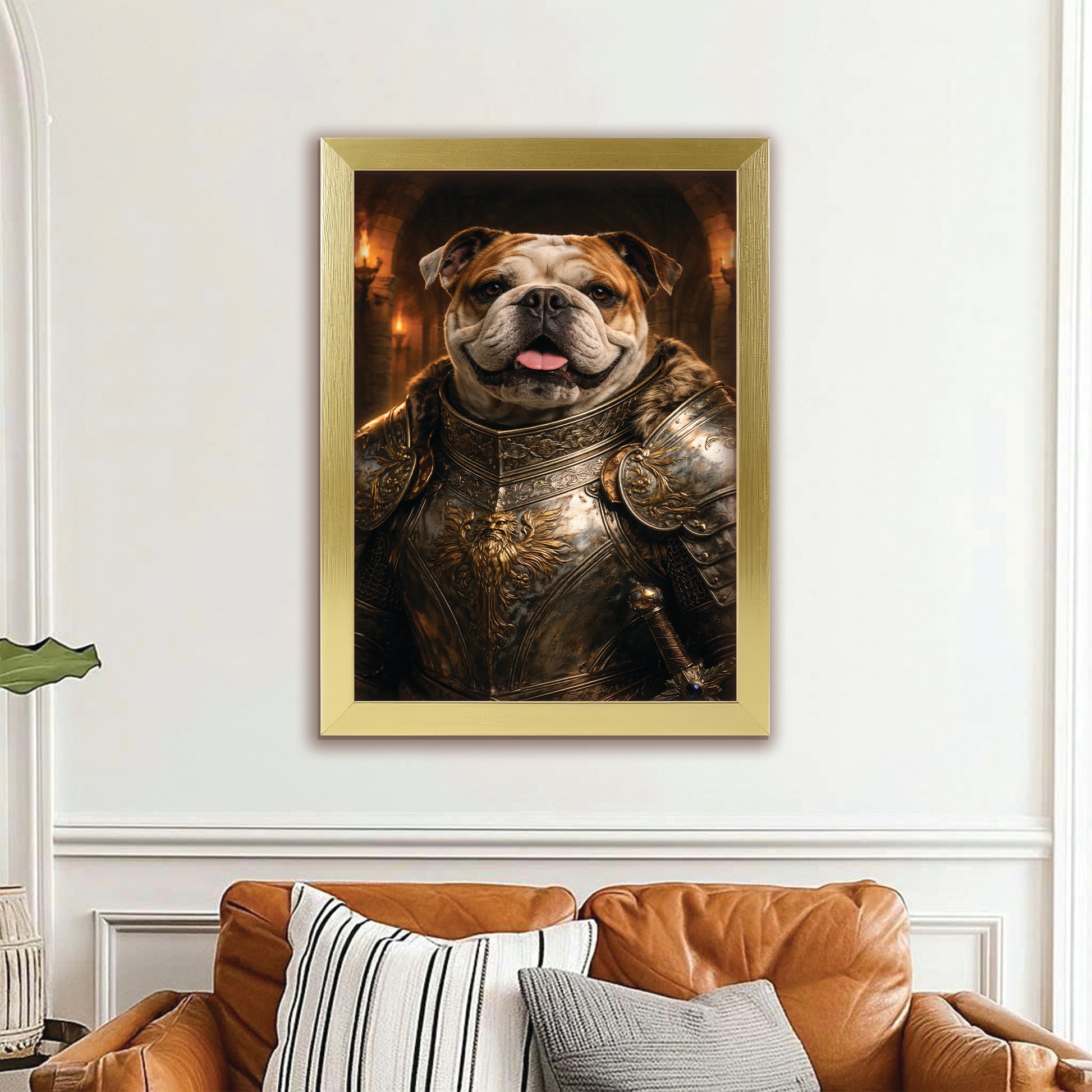 Custom Photo Knight Royal Dog Canvas Framed Wall Art Gift For Dog Lovers