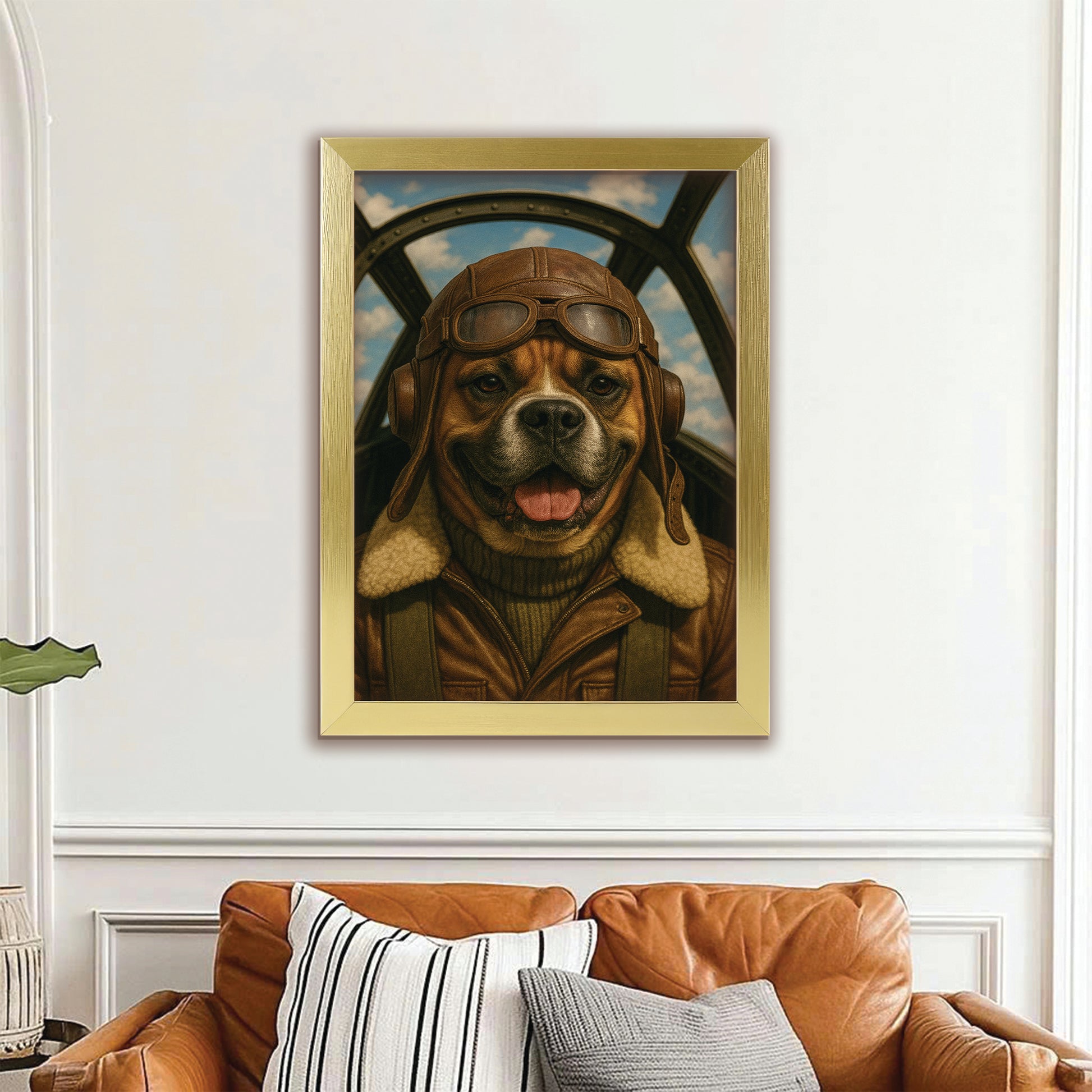 Custom Photo Pilot Dog Canvas Framed Wall Art Gift For Dog Lover