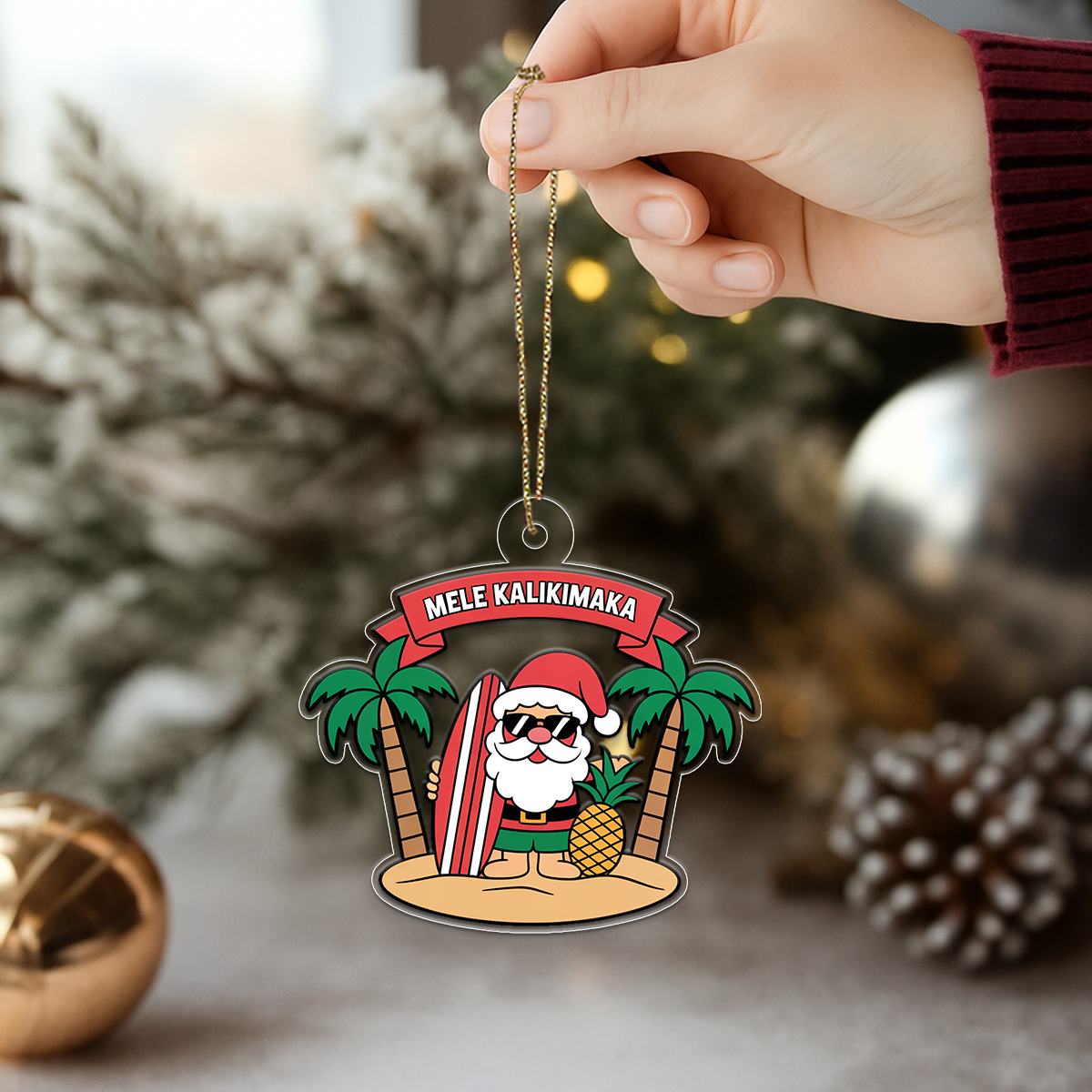 Hawaii Acrylic Ornament Santa Tropical 2