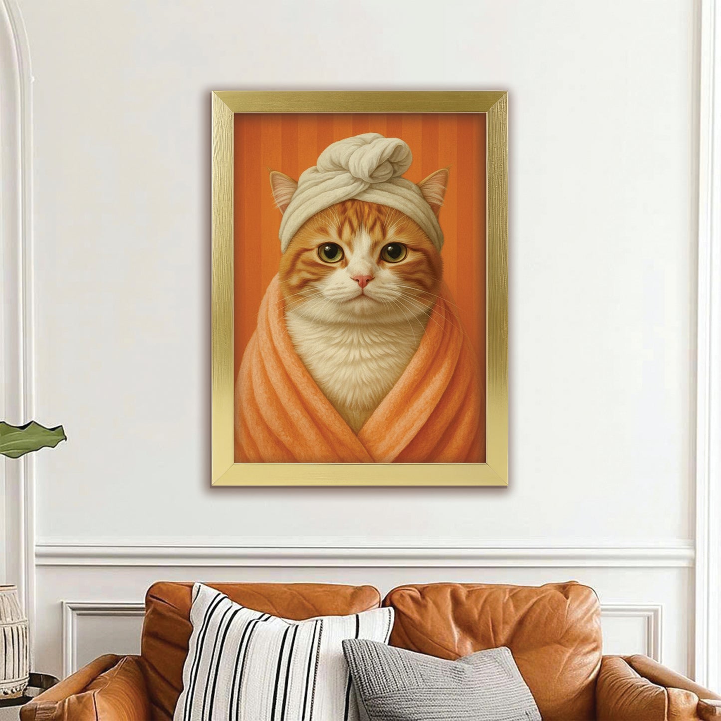 Custom Photo Cat Bathroom Style 17 Canvas Framed Wall Art Gift For Cat Lovers