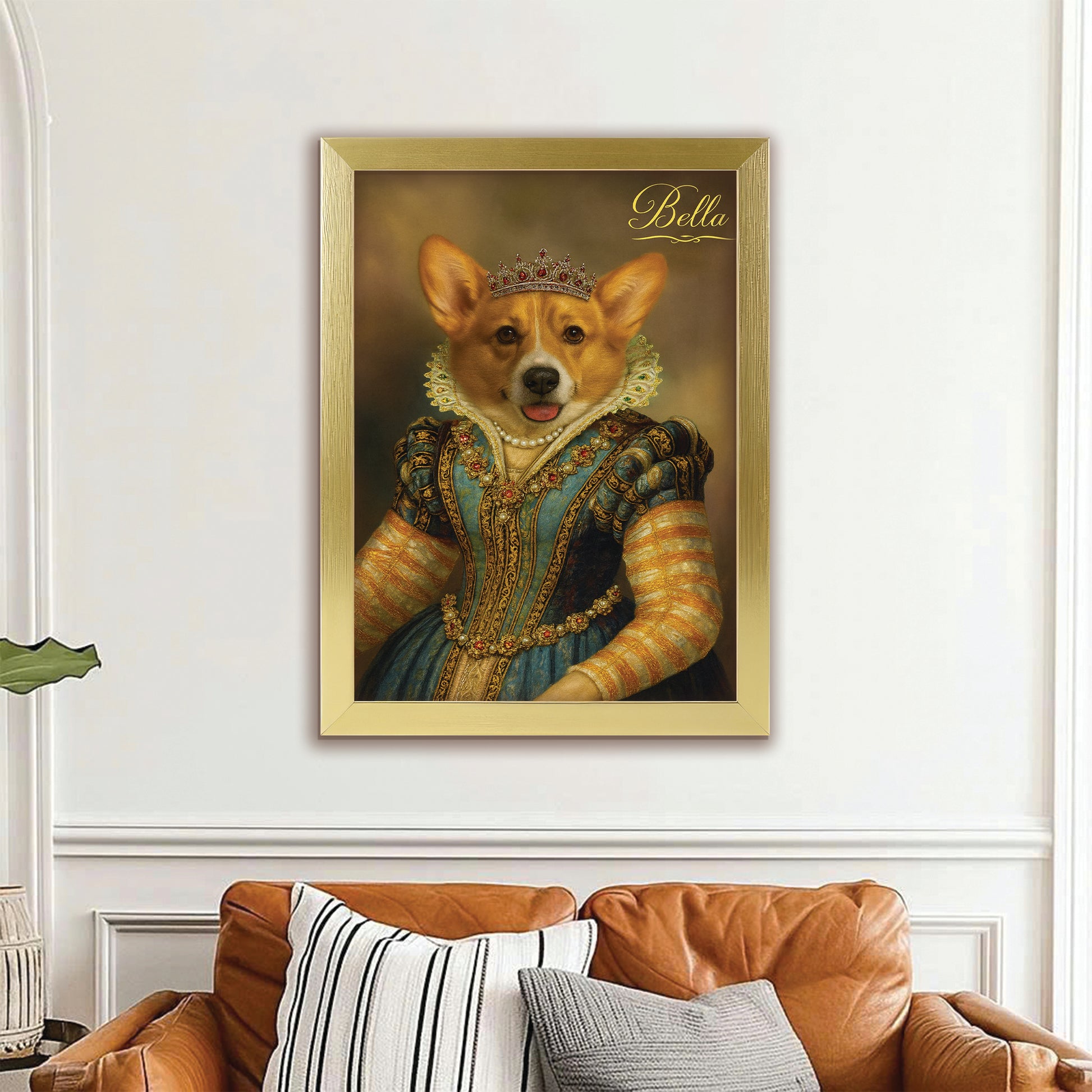 Custom Photo Sapphire Queen Dog Canvas Framed Wall Art Gift For Dog Lovers