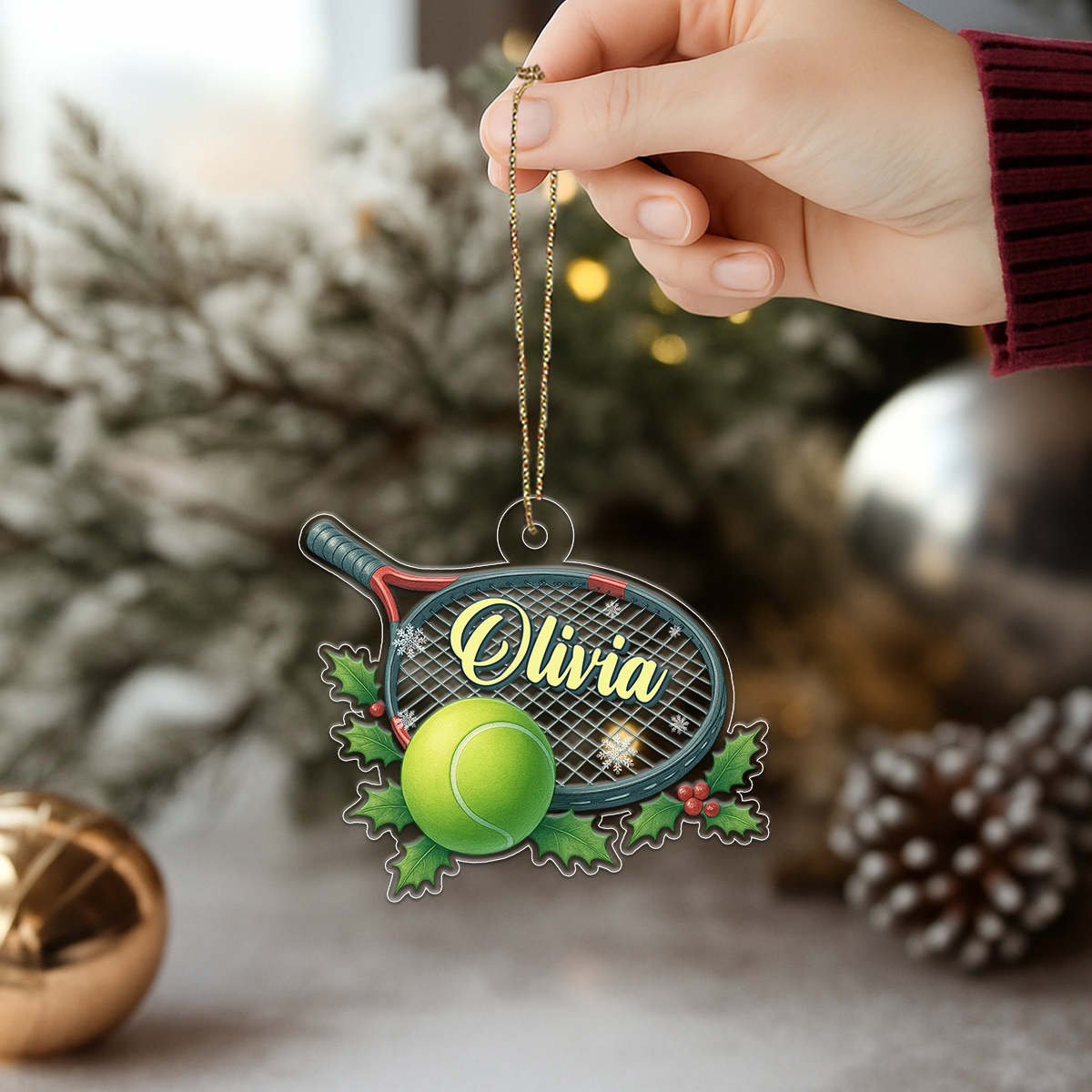 Custom Name Tennis Player Xmas Acrylic Ornament Christmas Gift