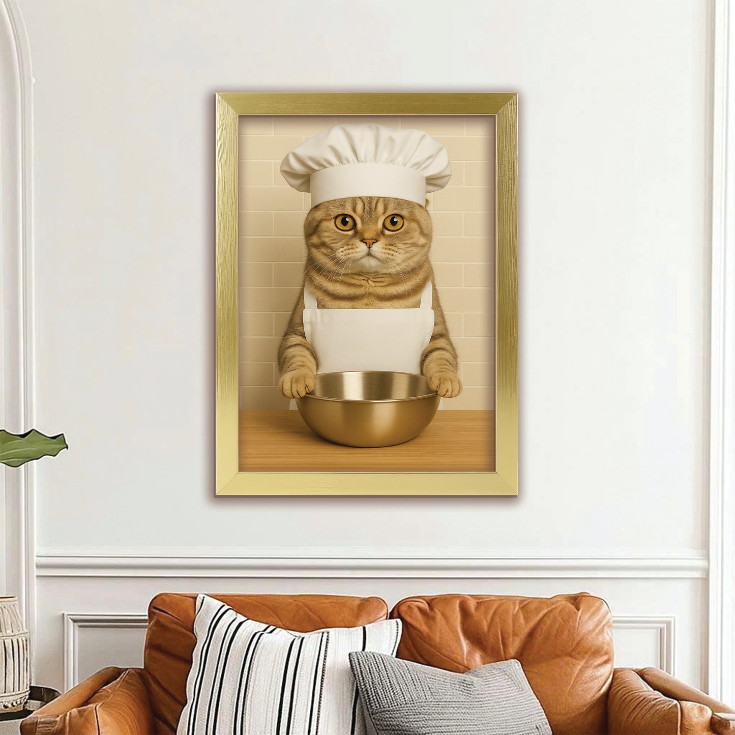 Custom Photo Cat Chef Canvas Framed Wall Art Gift For Cat Lovers