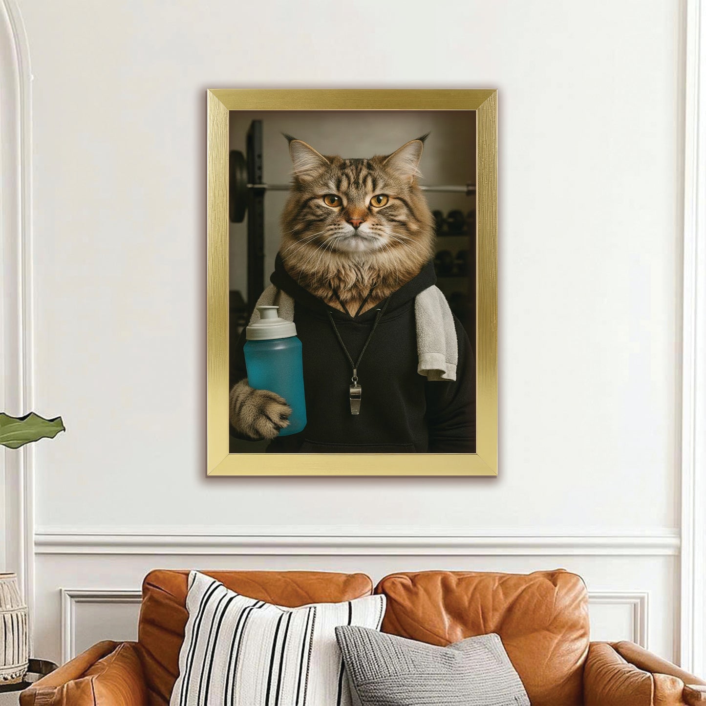 Custom Photo Personal Trainer Cat Canvas Framed Wall Art Gift For Cat Lovers