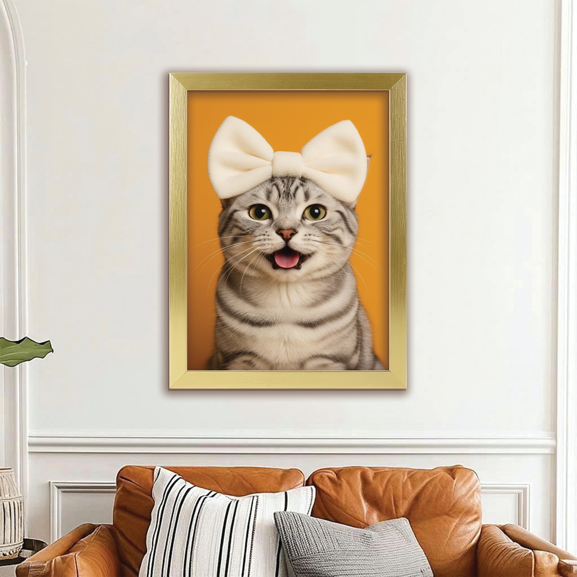 Custom Photo Cat Bathroom Style 37 Canvas Framed Wall Art Gift For Cat Lovers