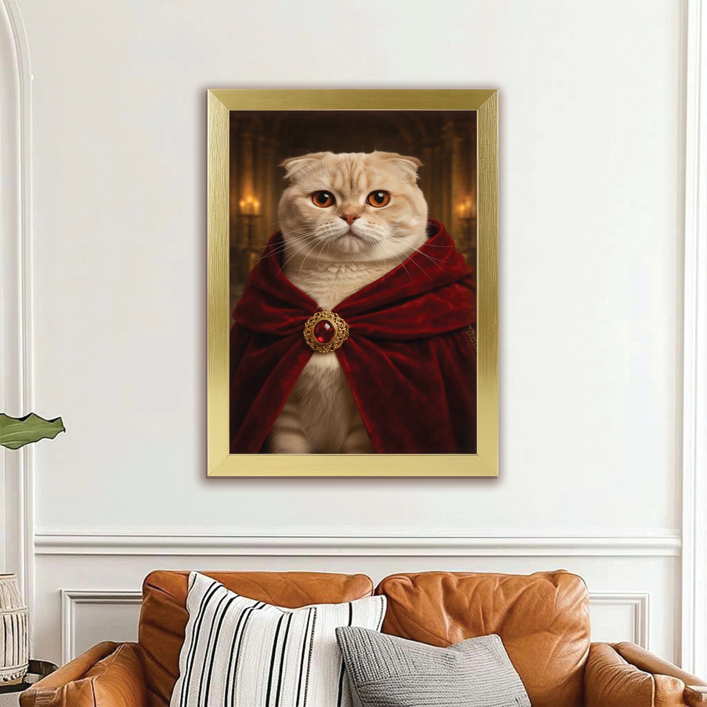 Custom Photo King Royal Cat Canvas Framed Wall Art Gift For Cat Lover