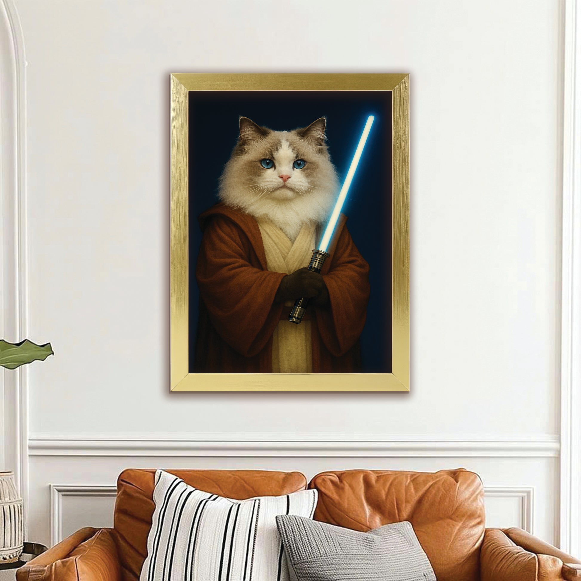 Custom Photo Master Paw Cat Canvas Framed Wall Art Gift For Cat Lovers