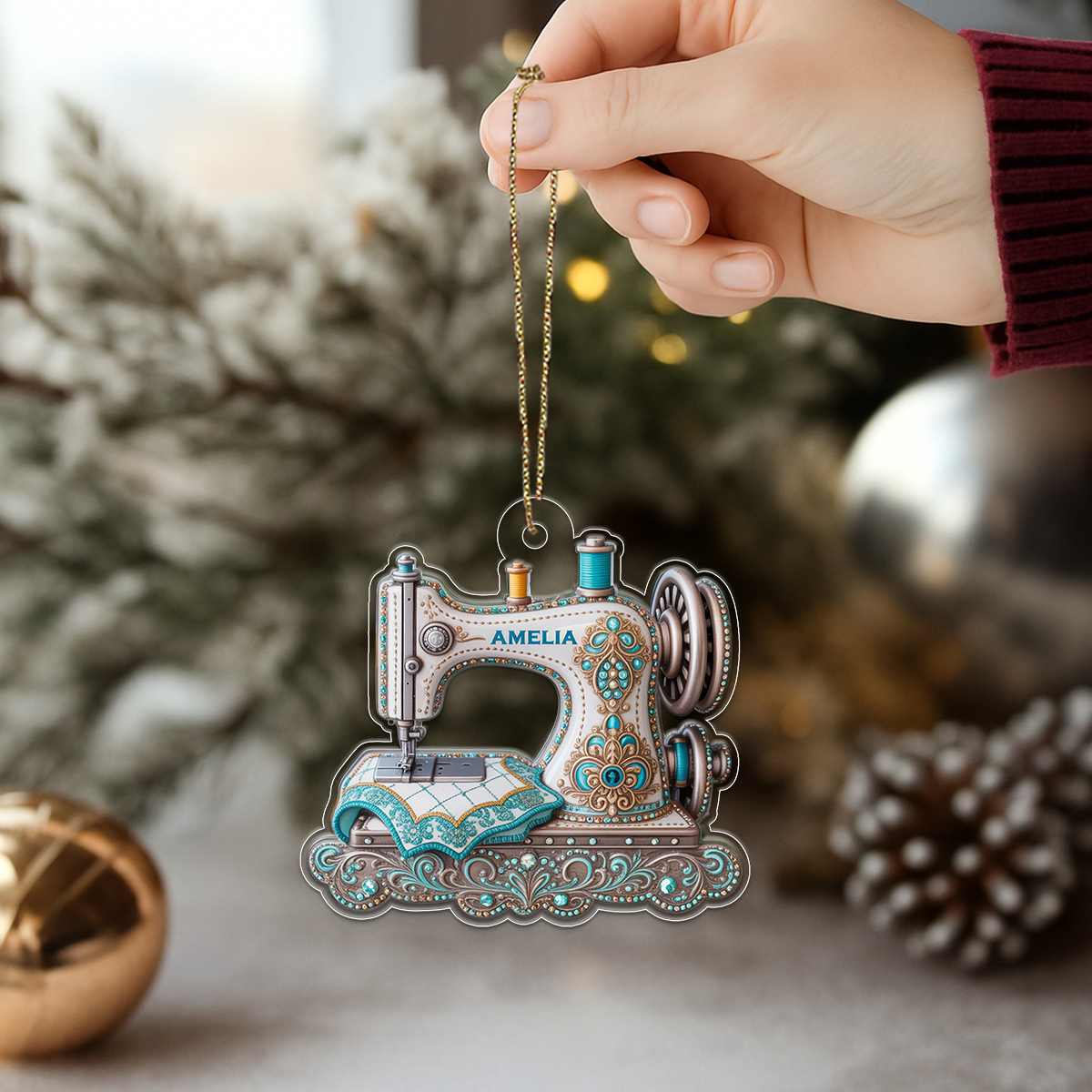 Custom Name Gifts For Sewing Lover Acrylic Ornament Christmas Gift