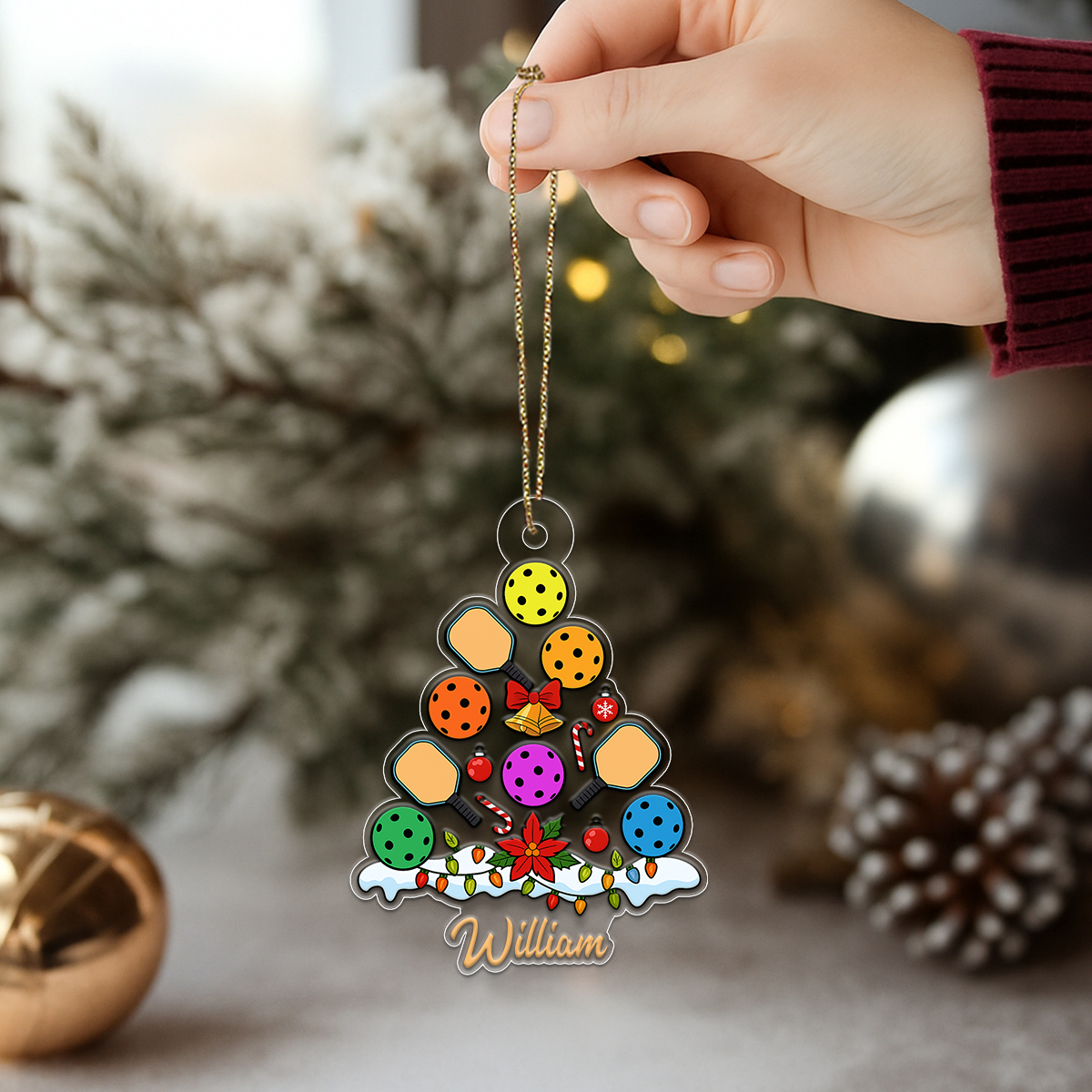 Custom Name Pickleball Christmas Acrylic Ornament Christmas Gift