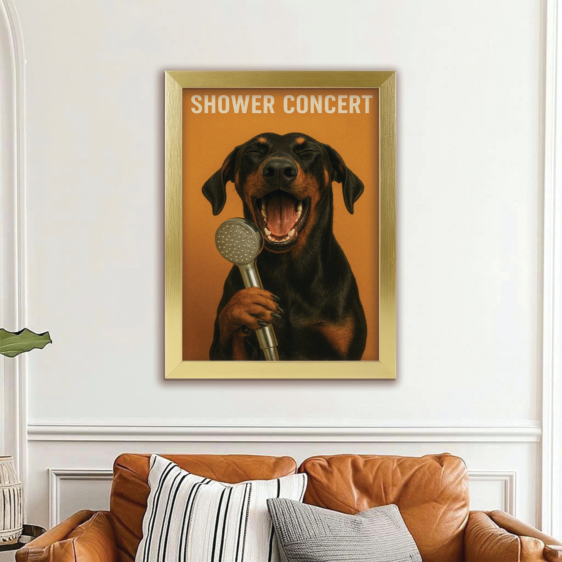 Custom Photo Dog Bathroom Style 32 Canvas Framed Wall Art Gift For Dog Lovers