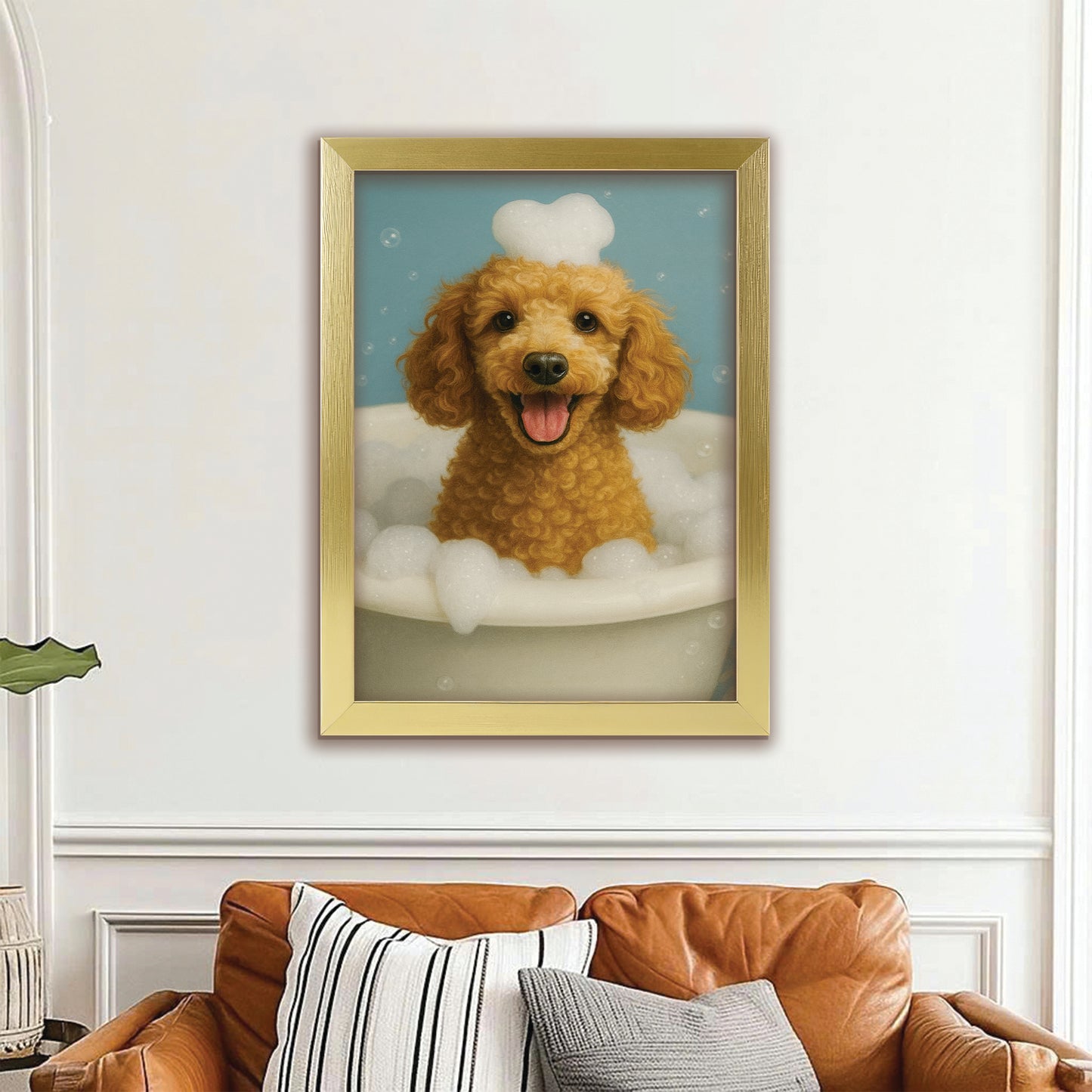 Custom Photo Dog Bathroom Style 29 Canvas Framed Wall Art Gift For Dog Lovers
