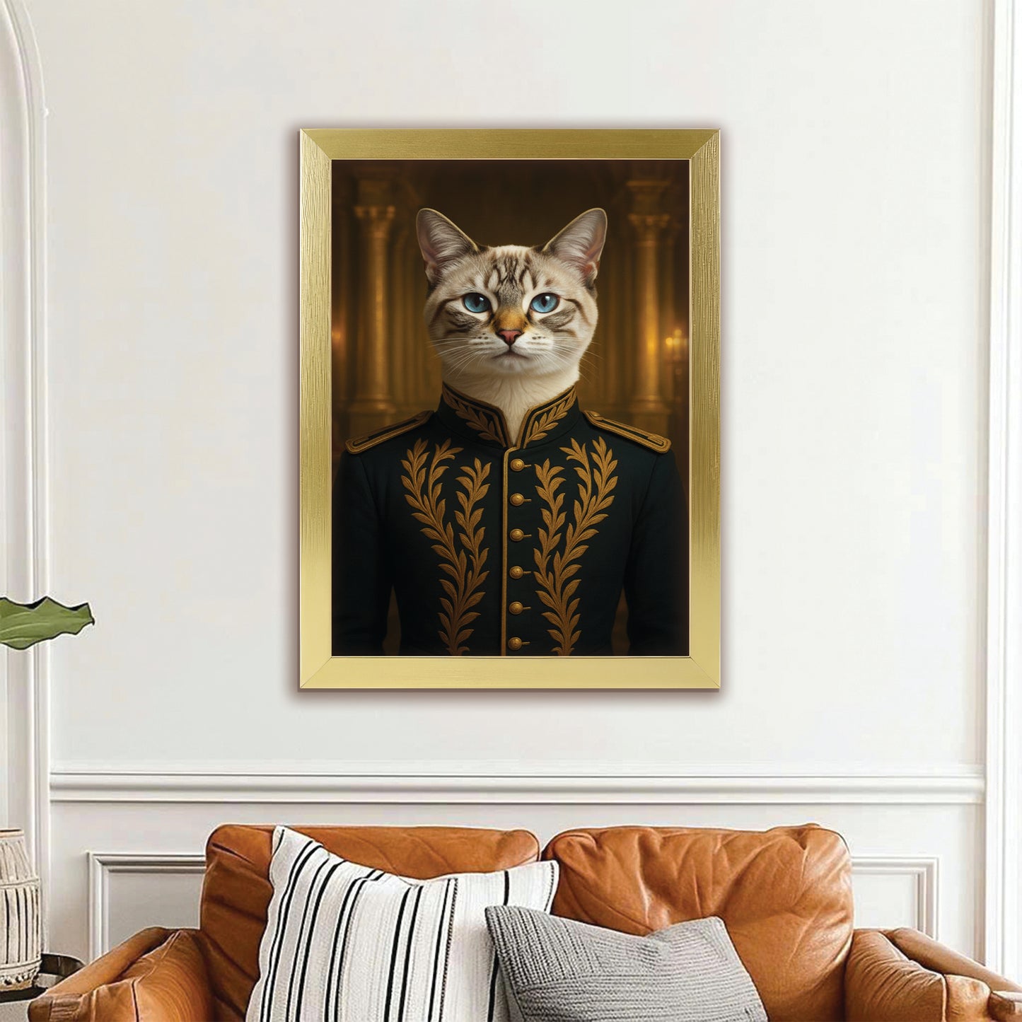 Custom Photo Cat Royal Style 10 Canvas Framed Wall Art Gift For Cat Lovers