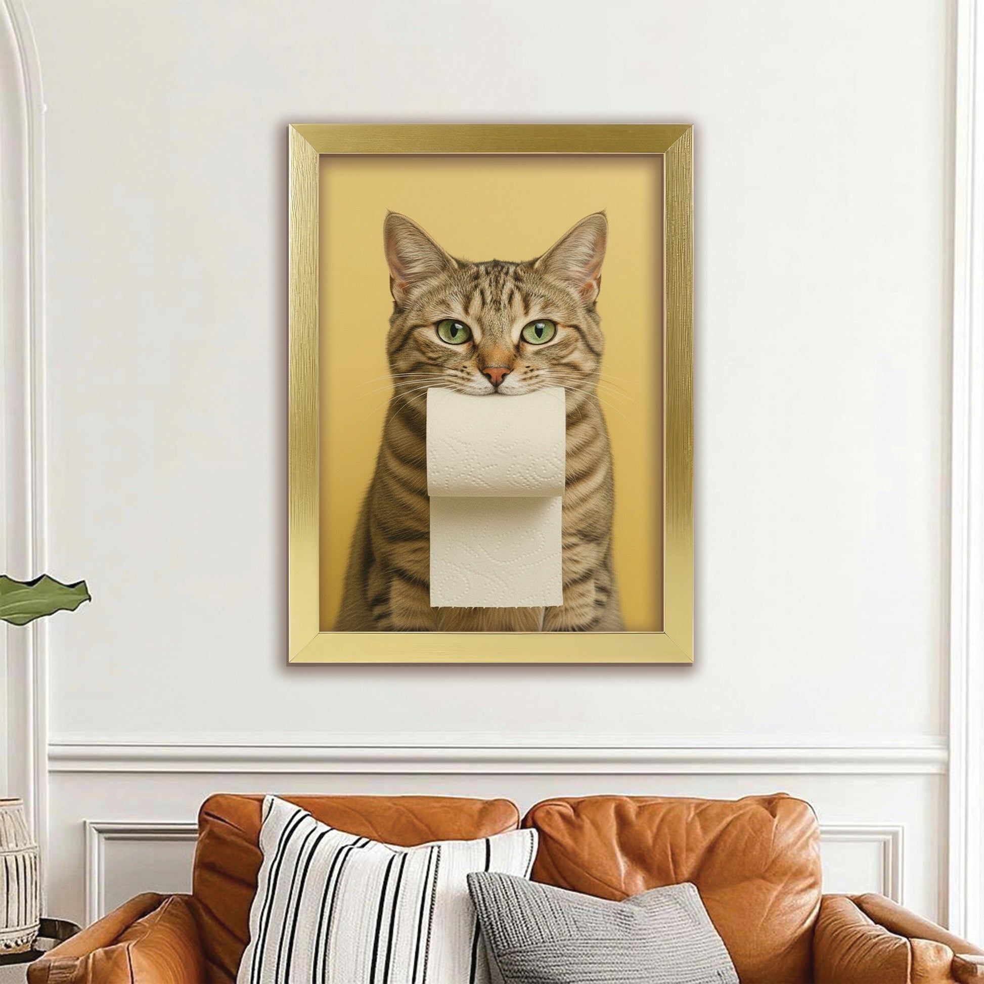 Custom Photo Cat Bathroom Style 23 Canvas Framed Wall Art Gift For Cat Lovers