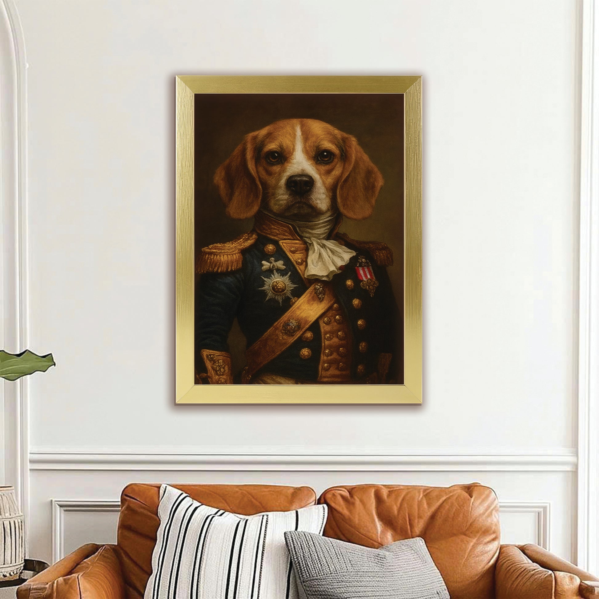 Custom Photo Dog Royal Style 02 Canvas Framed Wall Art Gift For Dog Lovers