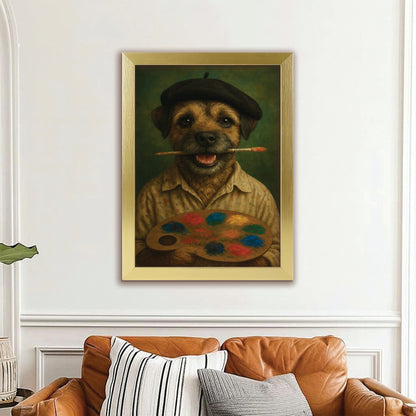 Custom Photo Artist Dog Canvas Framed Wall Art Gift For Dog Lovers