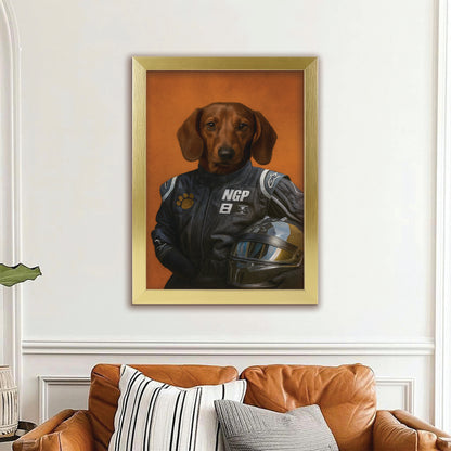 Custom Photo Dog Racer Canvas Framed Wall Art Gift For Dog Lovers