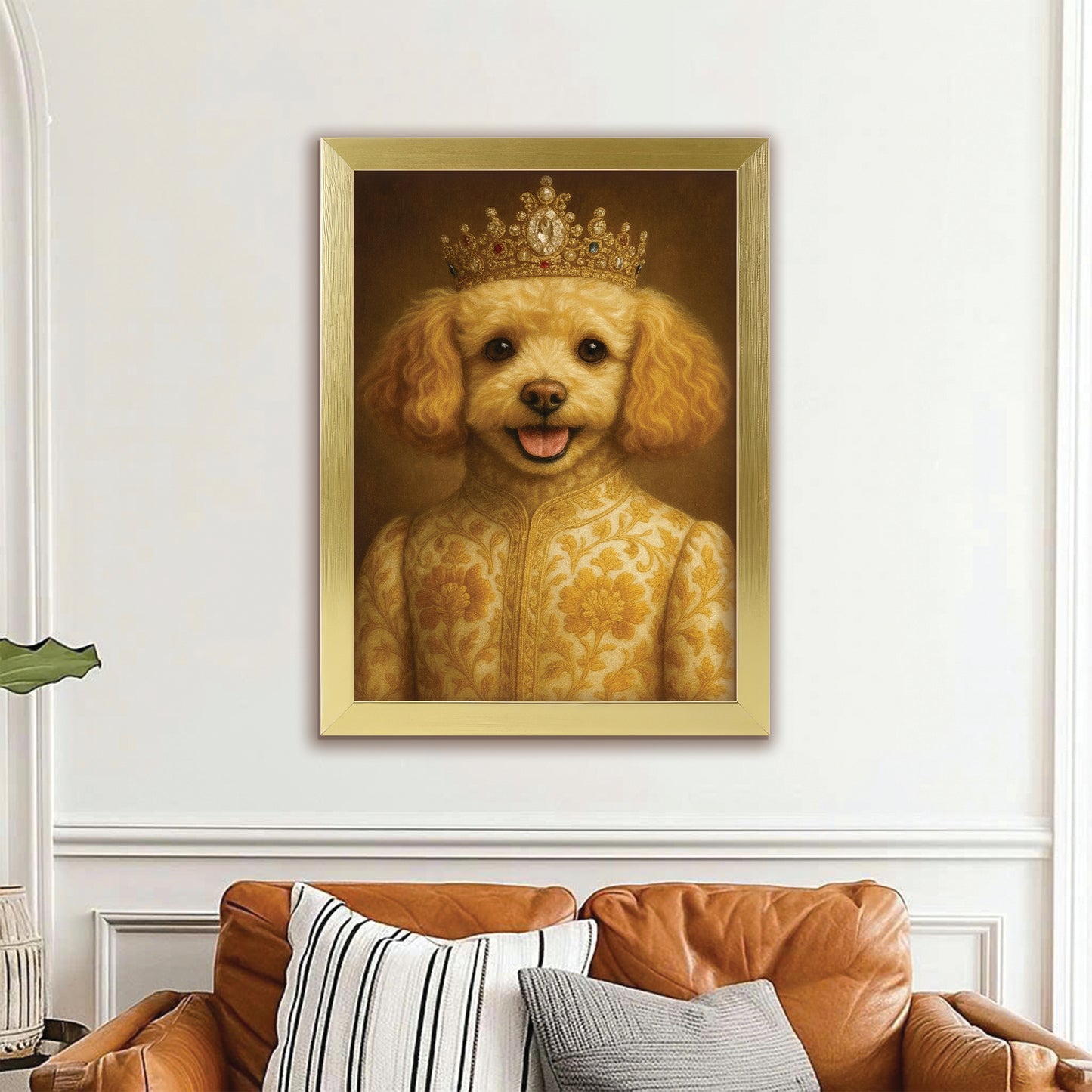 Custom Photo Dog Royal Style 09 Canvas Framed Wall Art Gift For Dog Lovers