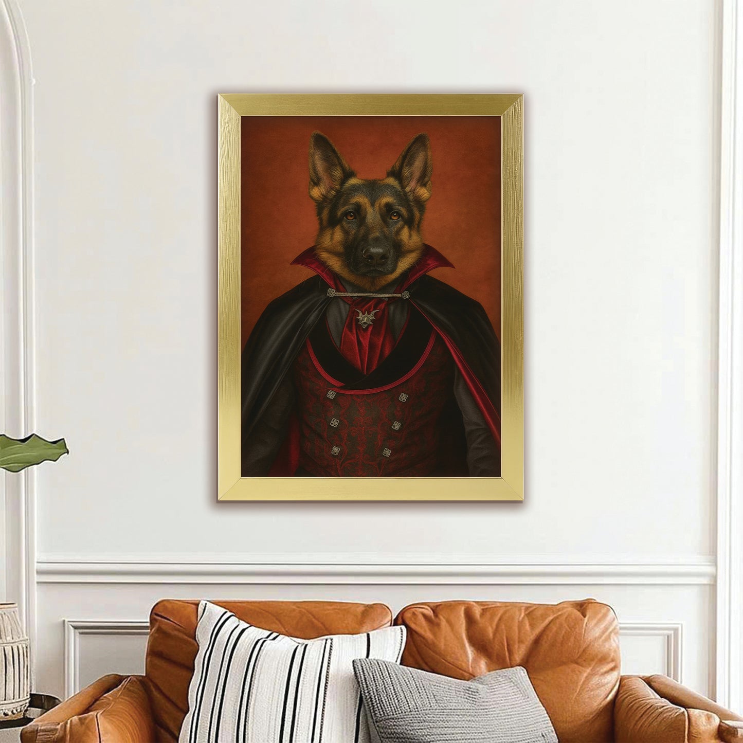 Custom Photo Vampire Dog Canvas Framed Wall Art Gift For Dog Lovers
