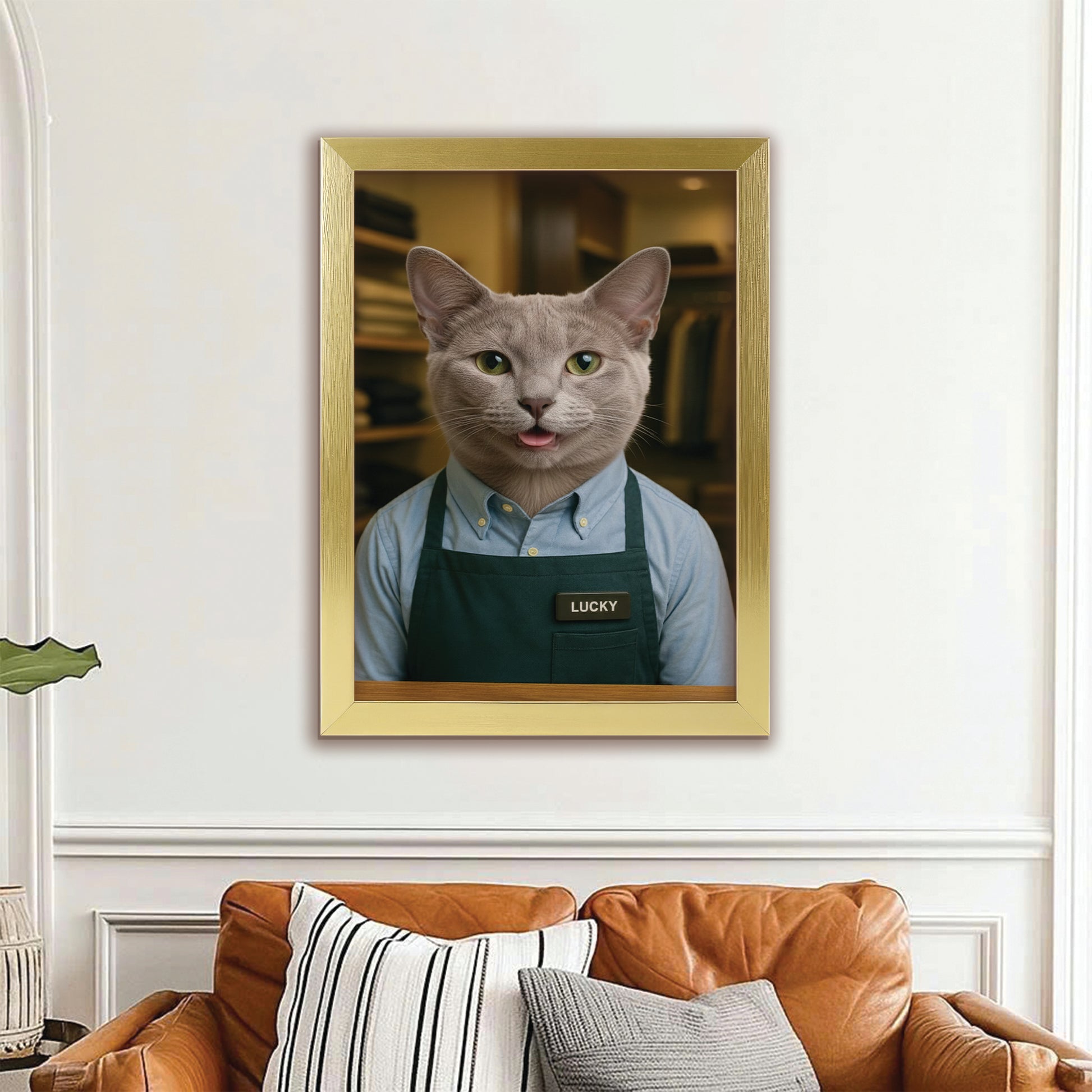 Custom Photo Clothing Store Cat Canvas Framed Wall Art Gift For Cat Lovers