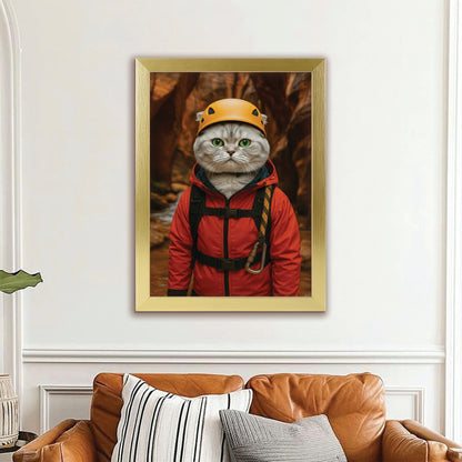 Custom Photo Canyoneering Slot Canyon Adventure Cat Canvas Framed Wall Art Gift For Cat Lovers