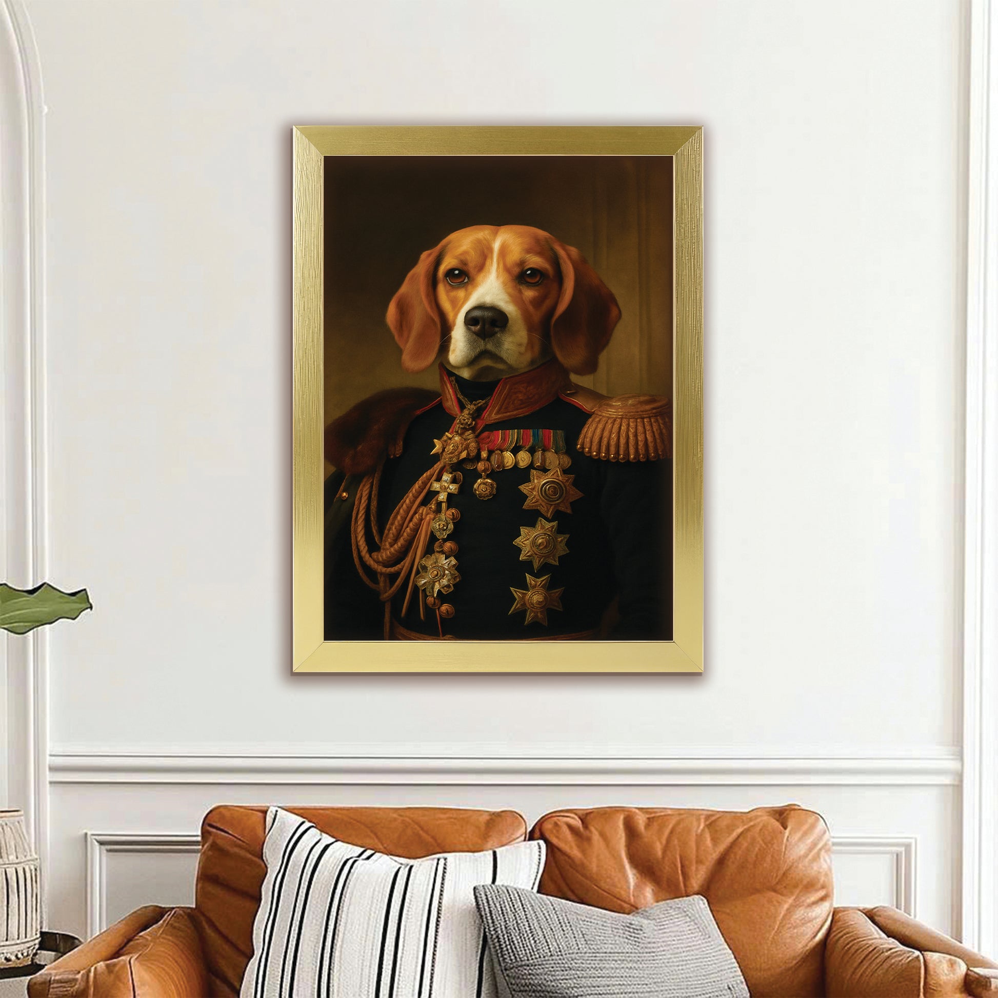 Custom Photo Dog Royal King Canvas Framed Wall Art Framed Wall Art _ Gift For Dog Lovers