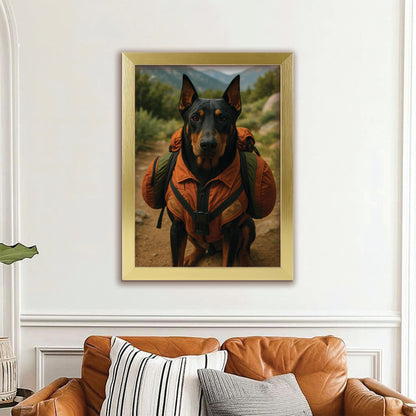 Custom Photo Backpacking Hiking Dog Canvas Framed Wall Art Gift For Dog Lovers