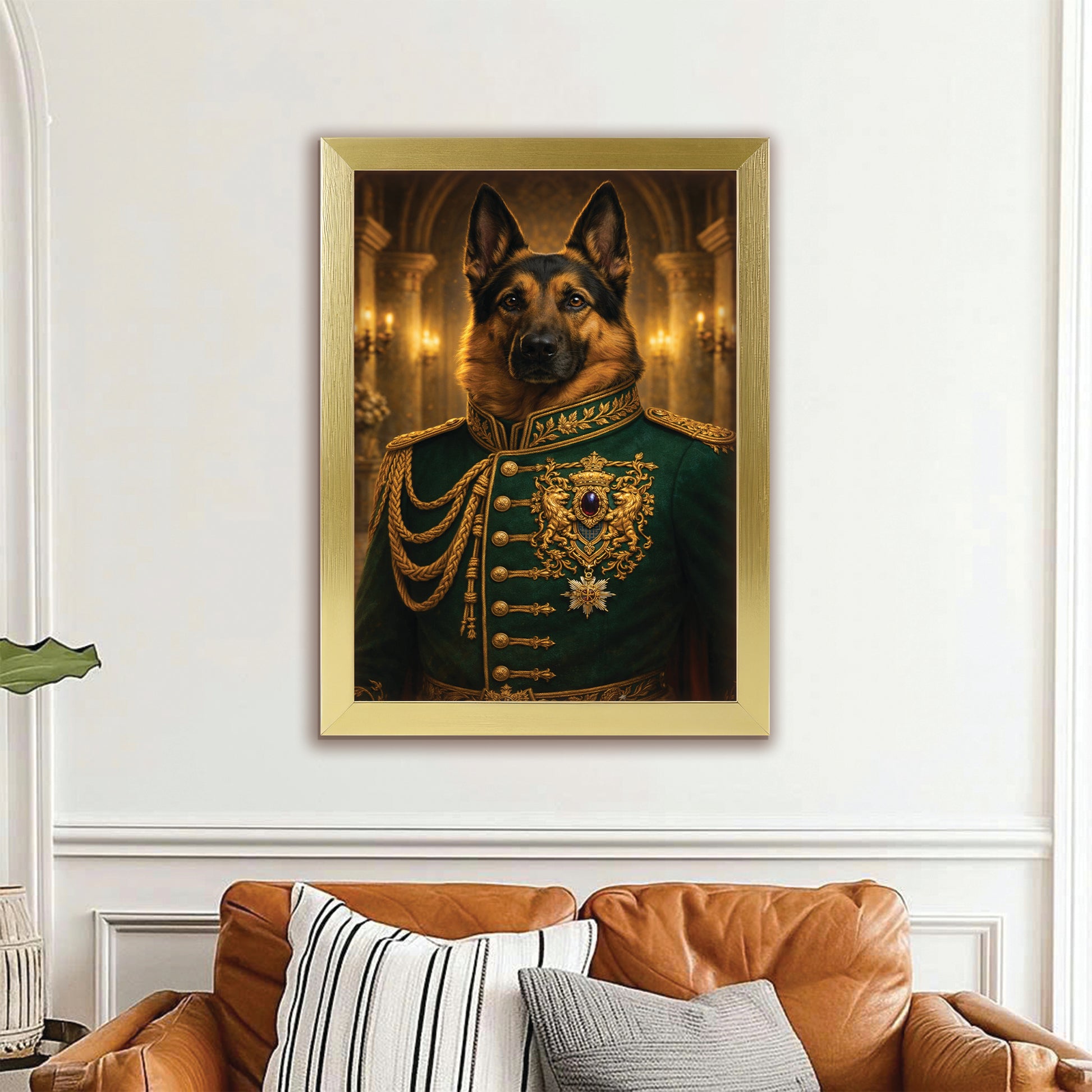 Custom Photo Dog Royal Style 11 Canvas Framed Wall Art Gift For Dog Lovers