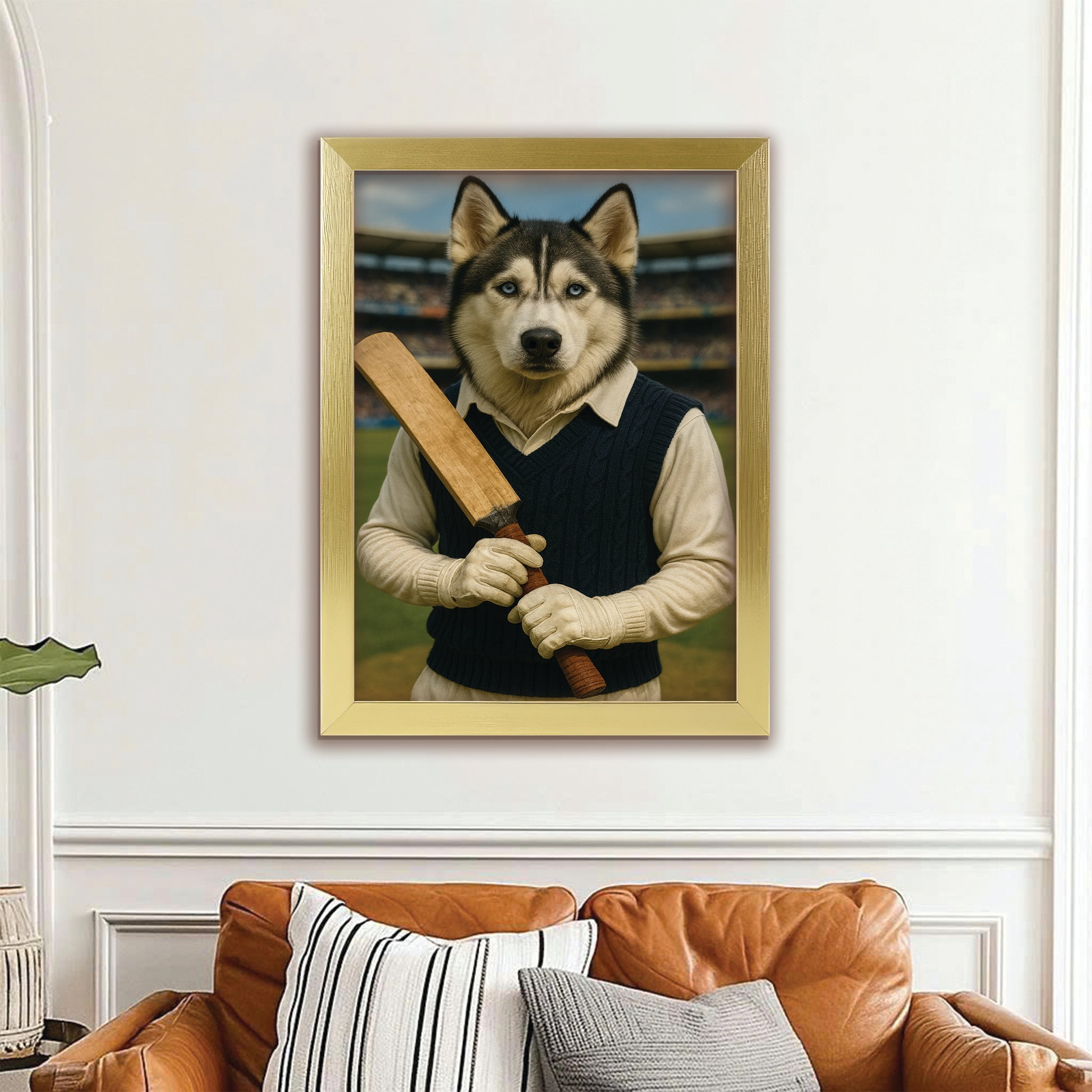 Custom Photo Cricket Dog Canvas Framed Wall Art Gift For Dog Lovers