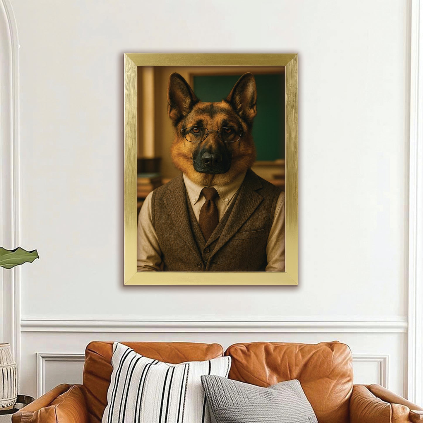 Custom Photo Professor Teacher Dog Canvas Framed Wall Art Gift For Dog Lovers