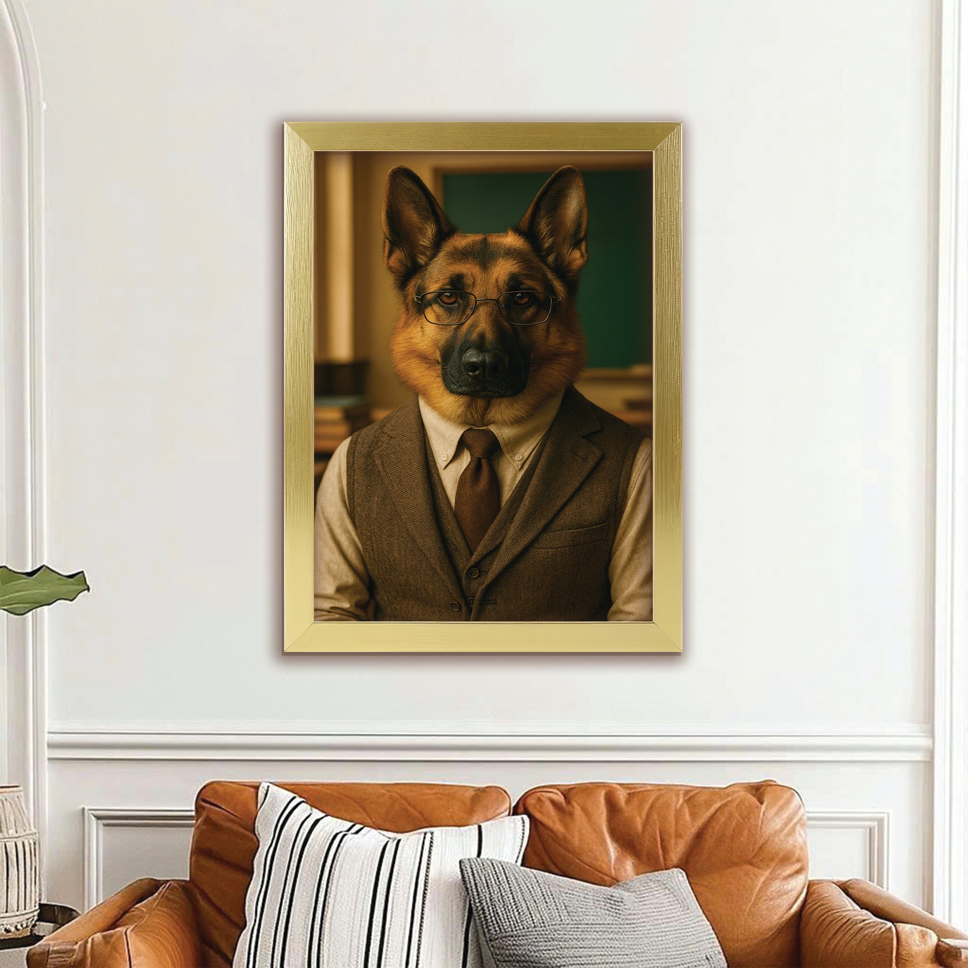 Custom Photo Professor Teacher Dog Canvas Framed Wall Art Gift For Dog Lovers
