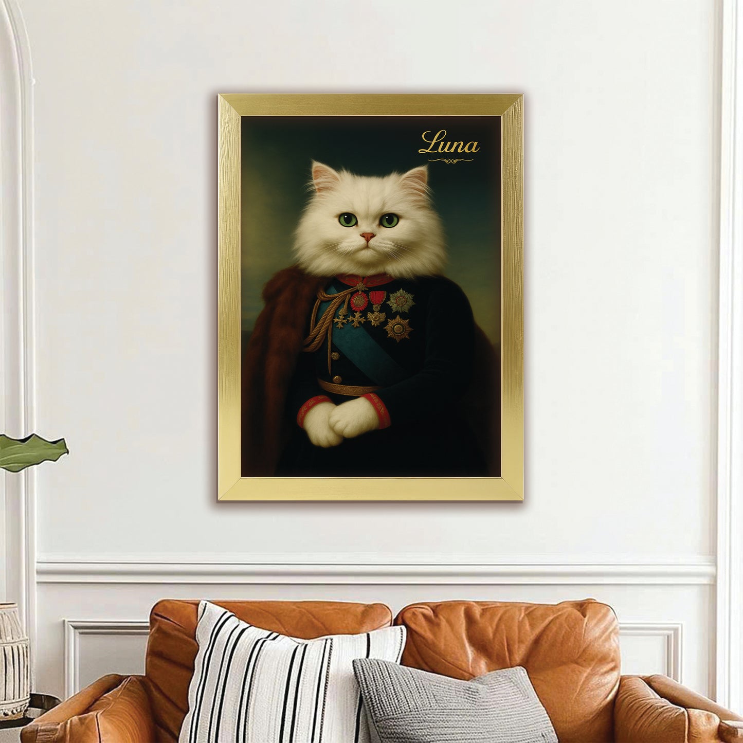 Custom Photo Imperial Minister Cat Canvas Framed Wall Art Gift For Cat Lovers