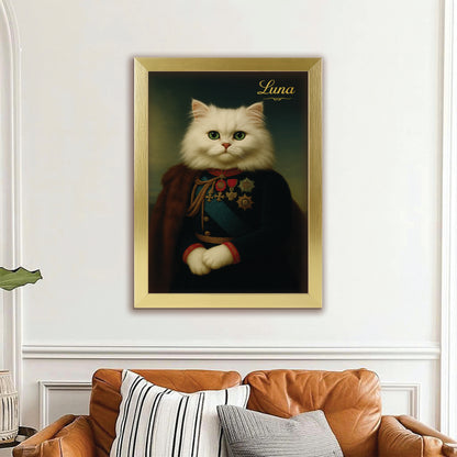 Custom Photo Imperial Minister Cat Canvas Framed Wall Art Gift For Cat Lovers
