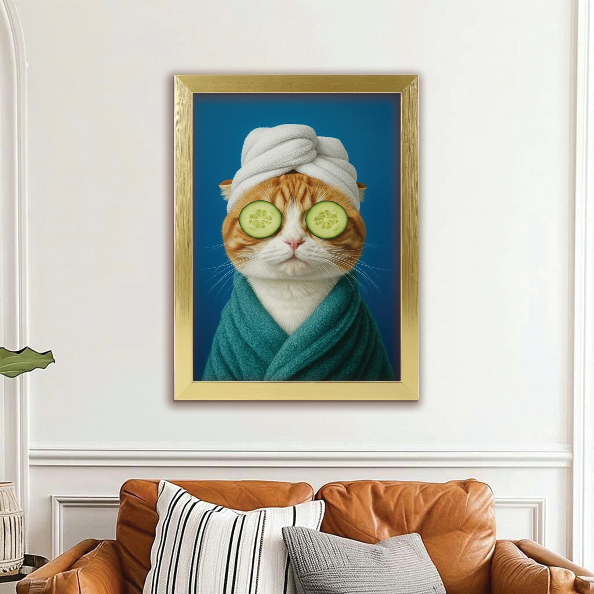 Custom Photo Cat Bathroom Style 21 Canvas Framed Wall Art Gift For Cat Lovers