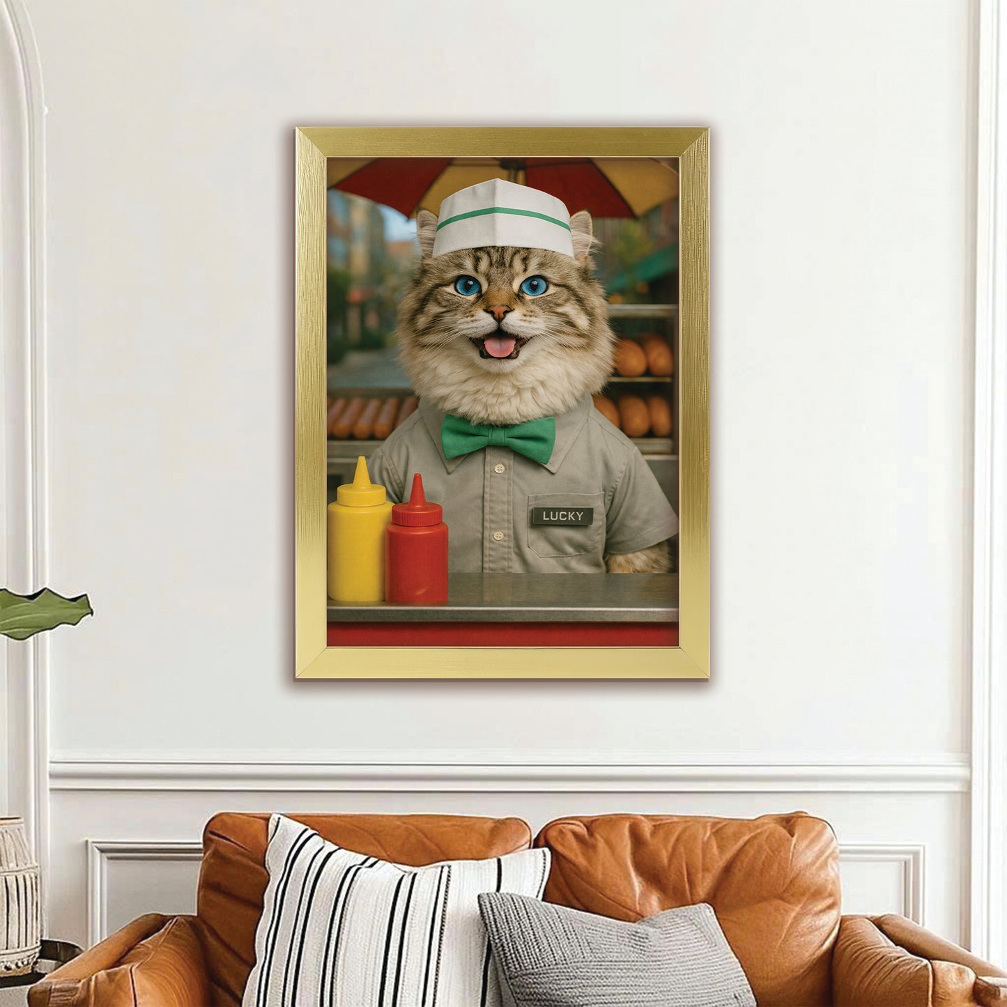 Custom Photo Hot Cat Canvas Framed Wall Art  Gift For Cat Lovers
