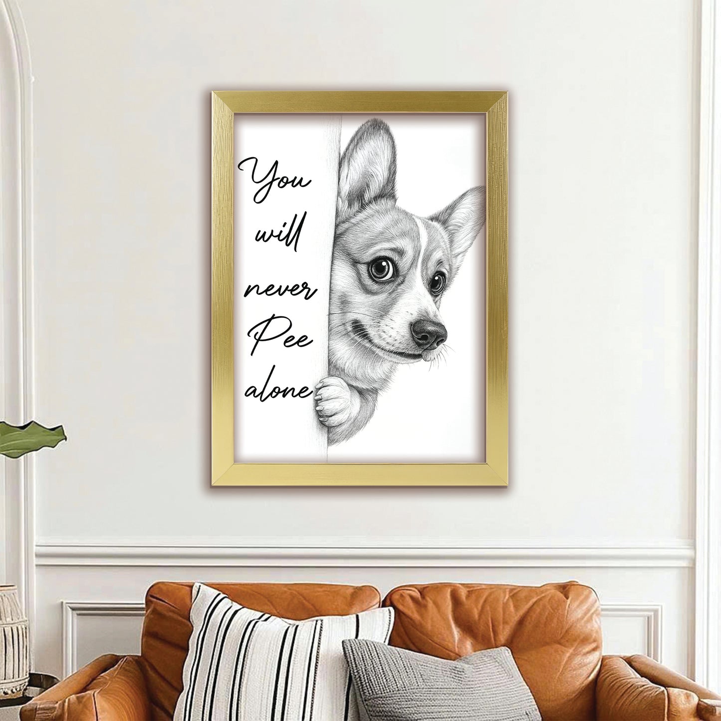 Custom Photo Dog Breed Bathroom Canvas Framed Wall Art Gift For Dog Lovers