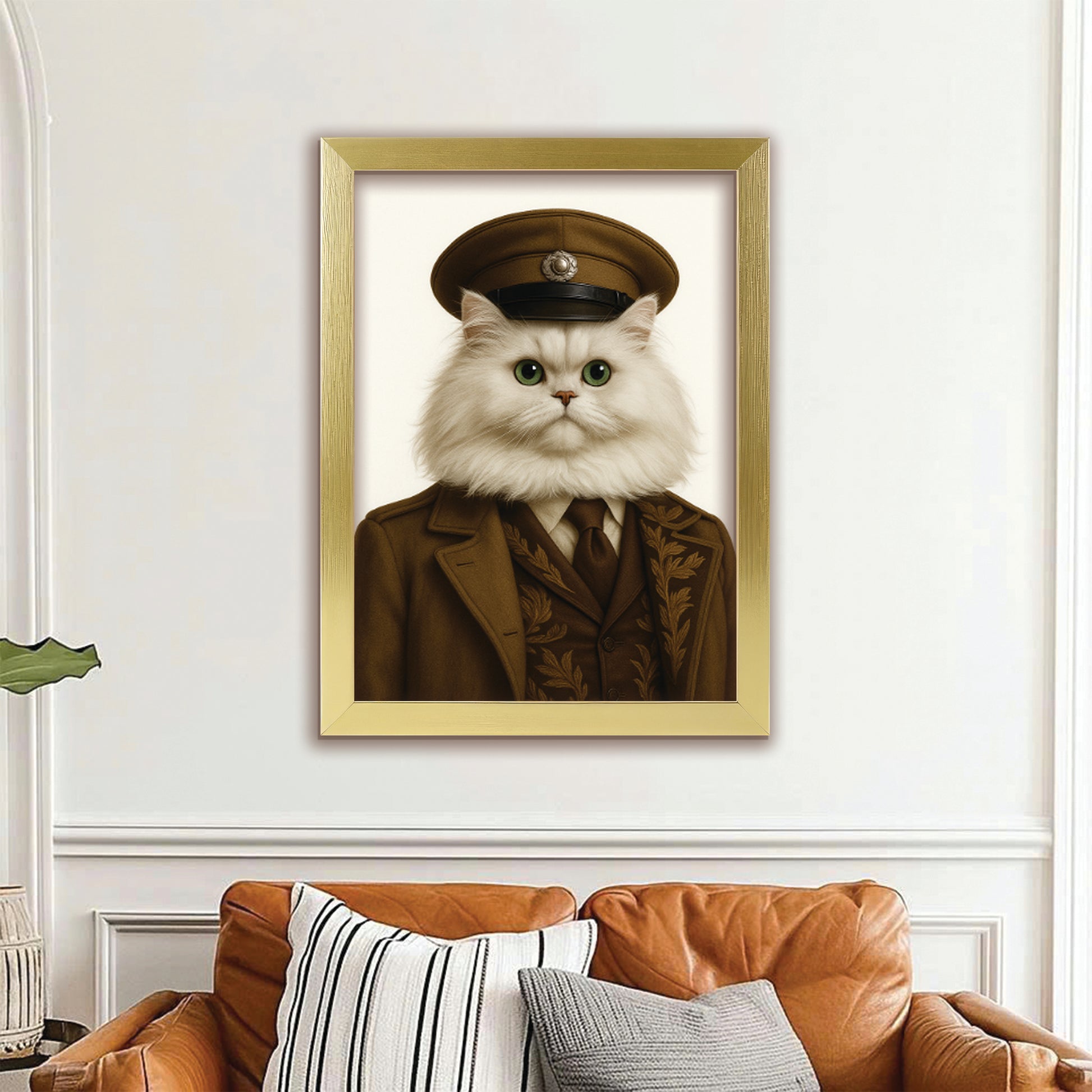 Custom Photo Captain Cat Canvas Framed Wall Art
