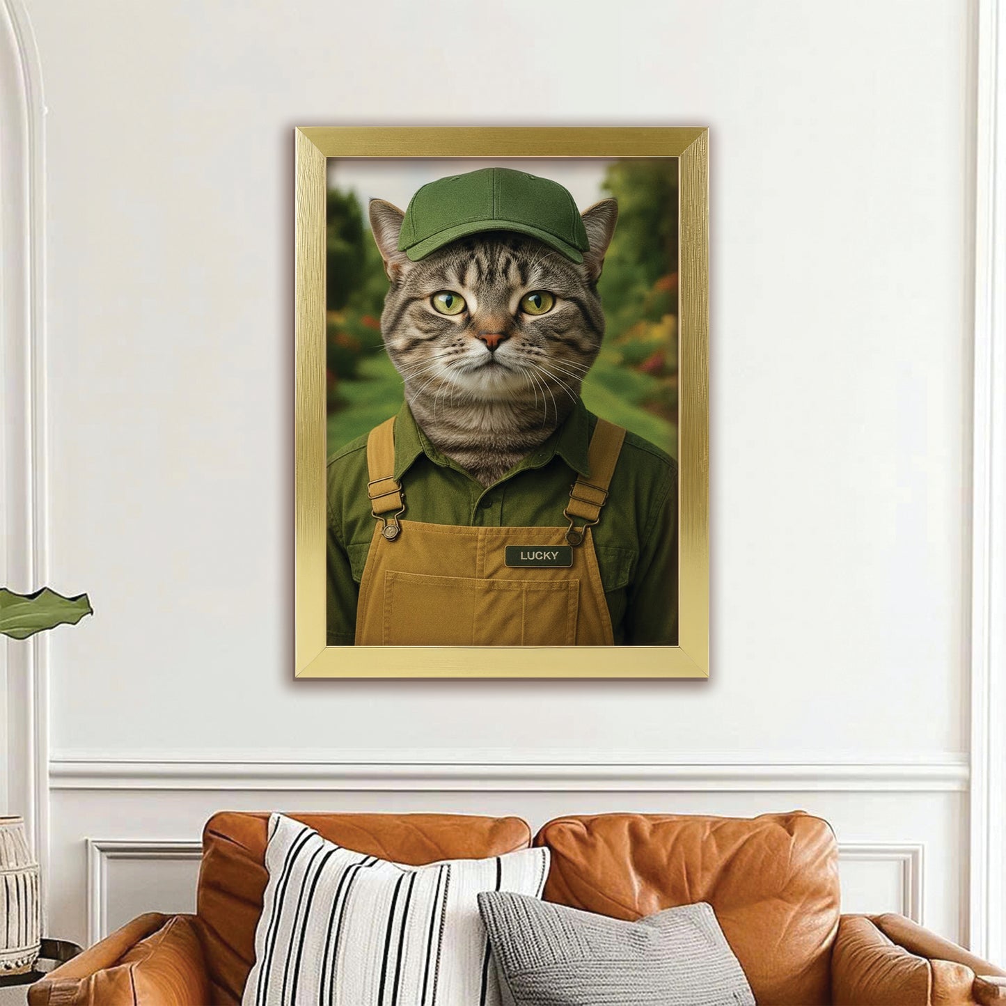 Custom Photo Gardener 2 Cat Canvas Framed Wall Art  Gift For Cat Lovers